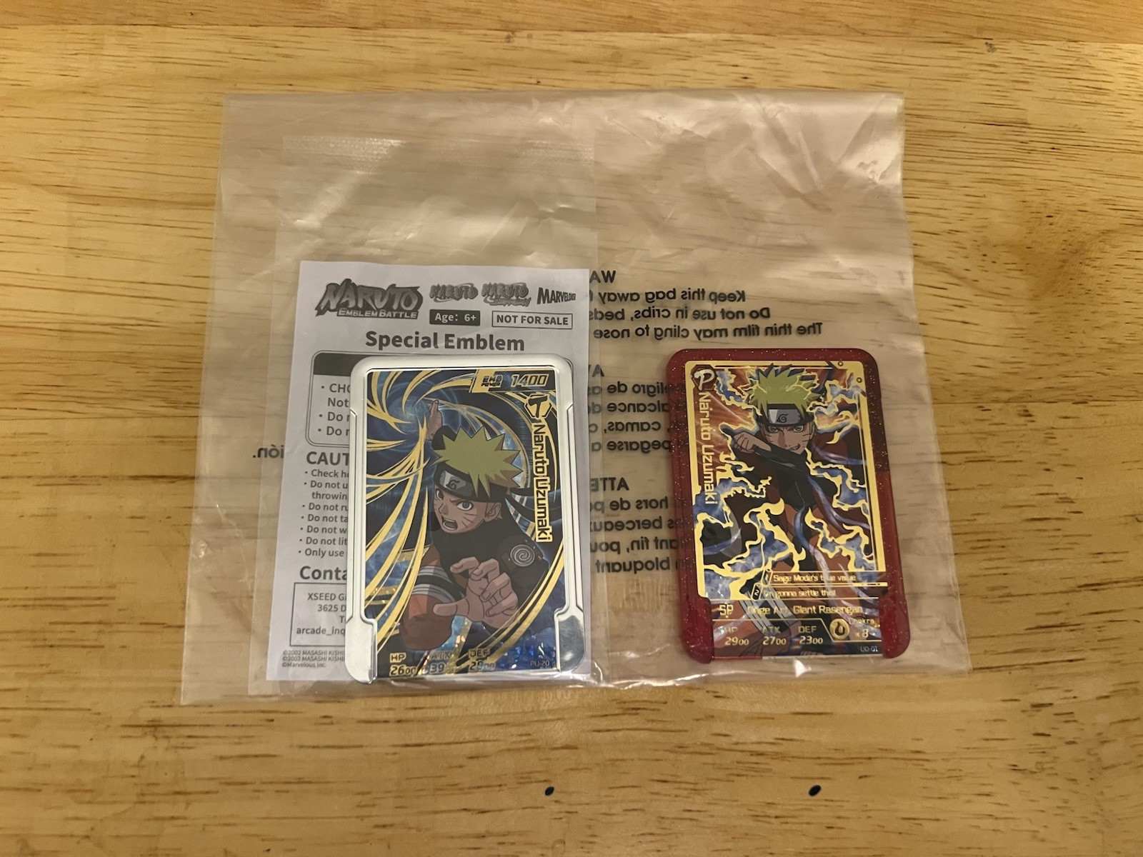 Naruto Emblem Battle – 1/100 Set of two 1st place prize 5 & 6 Star Naruto Promos