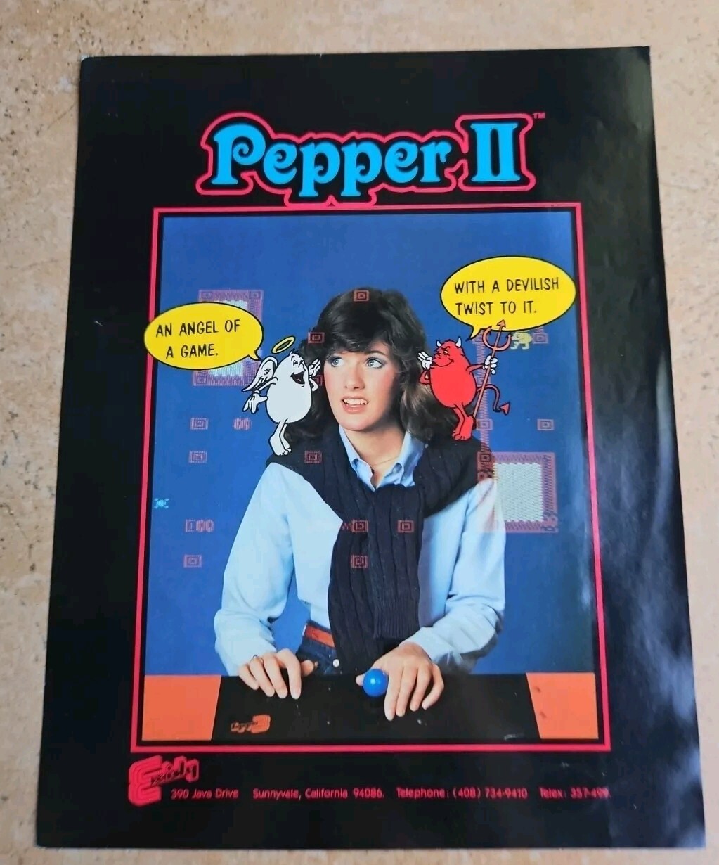 Pepper II Video Arcade Machine Flyer Original Exidy Promotional Advertising 1982