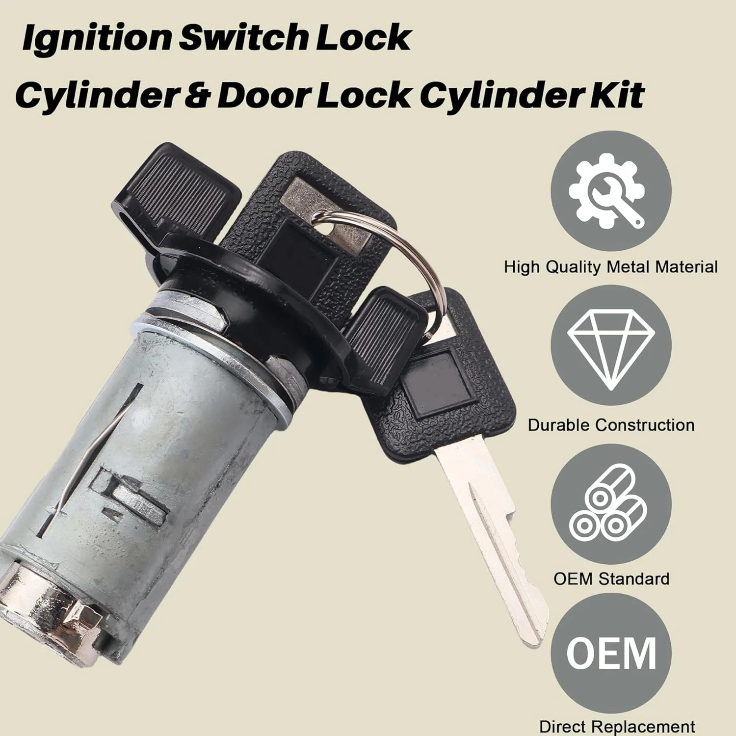 Ignition Switch Lock Cylinder & Door Lock Cylinder Set Compatible with Chevy GMC