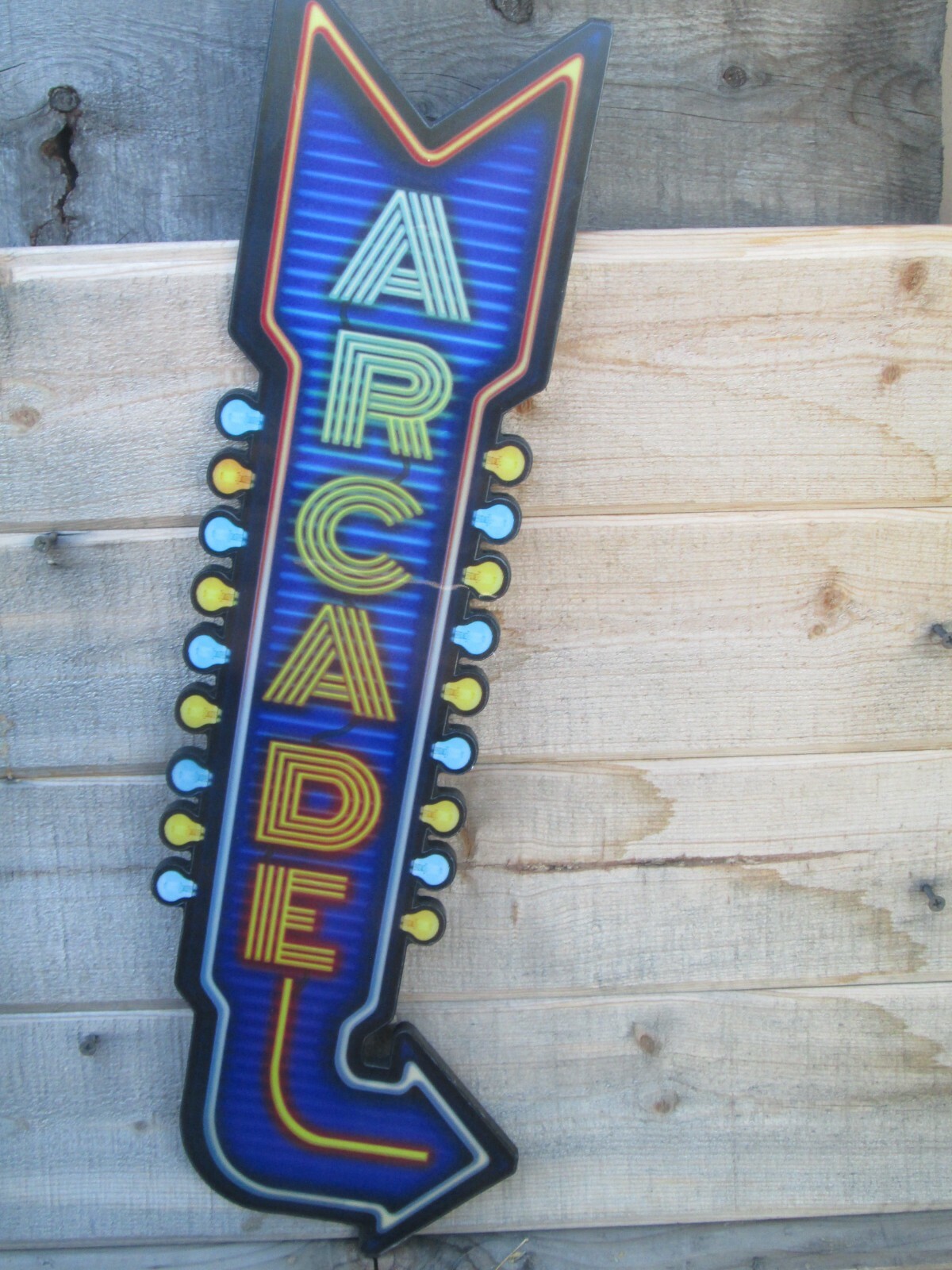 ARCADE Arrow GAME Wood Prism COOL SIGN VINTAGE LOOK VIDEO PINBALL COIN AMUSEMENT