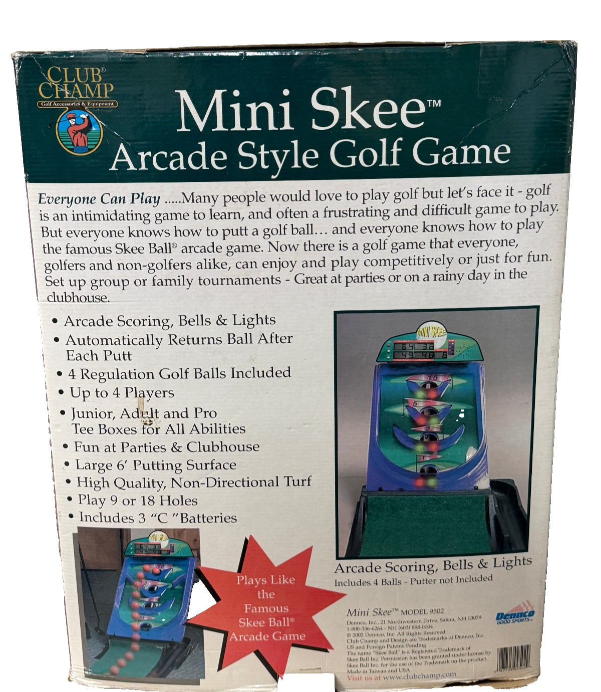 Club Champ Mini Skee Arcade Style Golf Game *In Box *Check Description