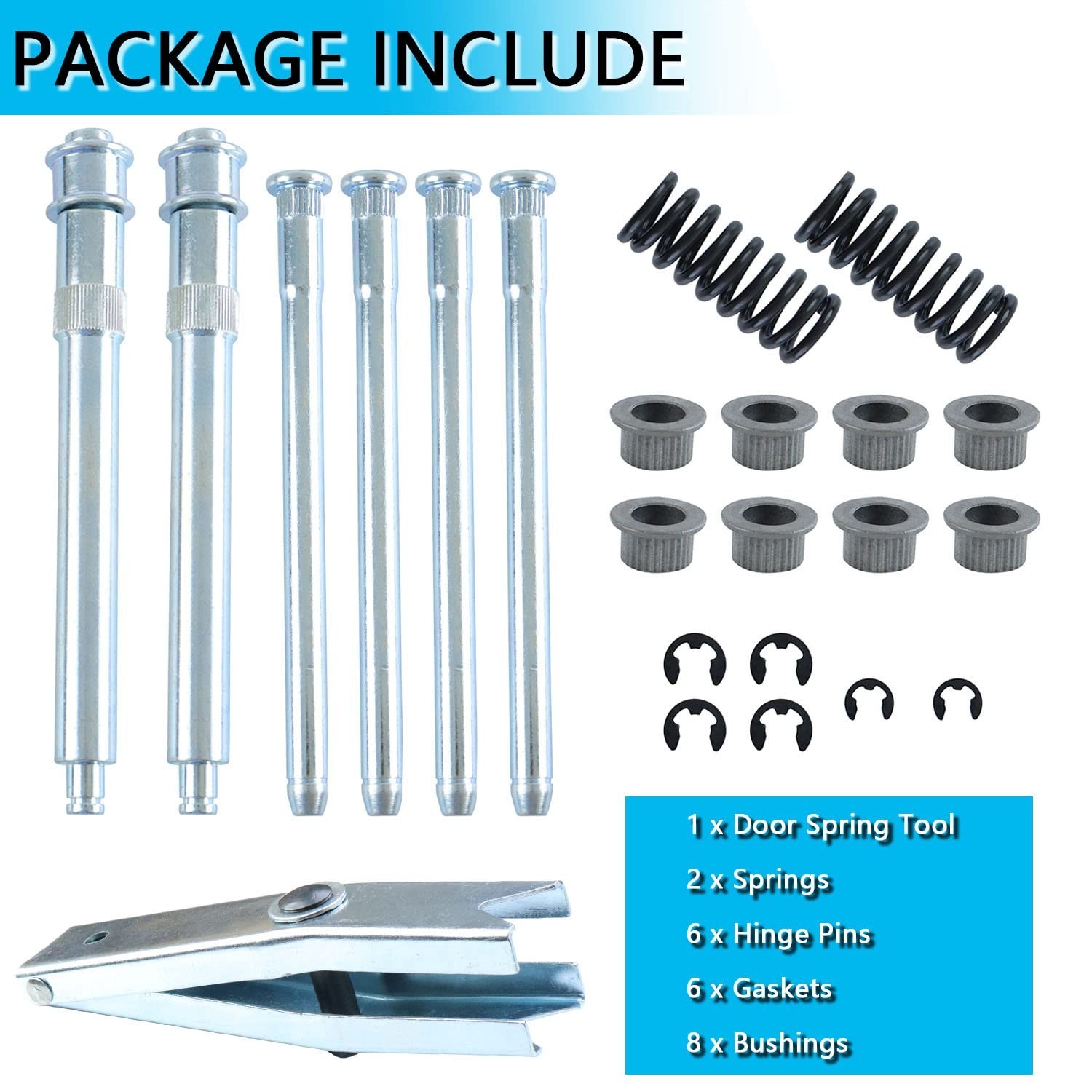 Door Hinge Pin Bushing Repair Kit + Spring Tool for Chevy GMC C1500 C2500 K1500
