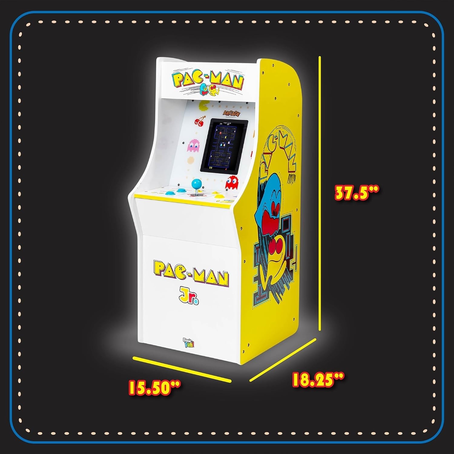 Pac Man Jr Series Free Standing Machine, 3 Games, 8″ Liquid Crystal Screen – …