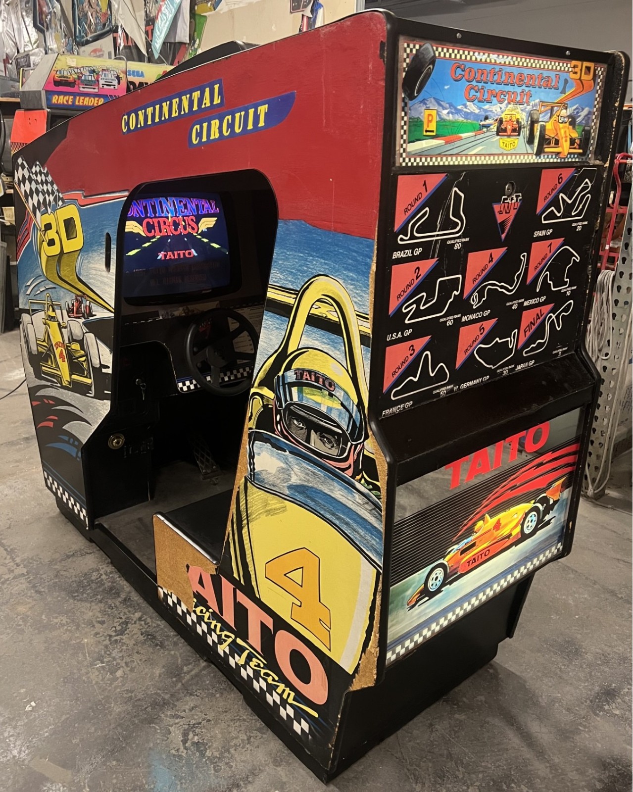 CONTINENTAL CIRCUIT ARCADE MACHINE by TAITO 1989 (Excellent Condition) *RARE*