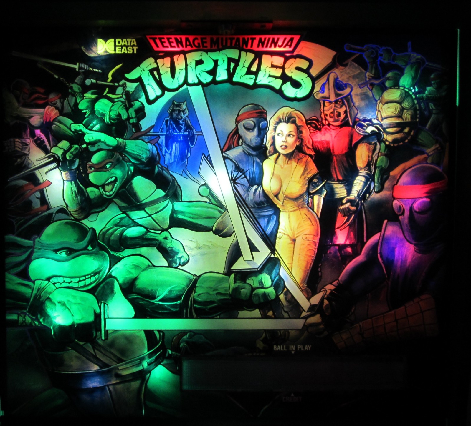TEENAGE MUTANT NINJA TURTLES PINBALL MACHINE by DATAEAST 1991 (Excellent) *RARE*