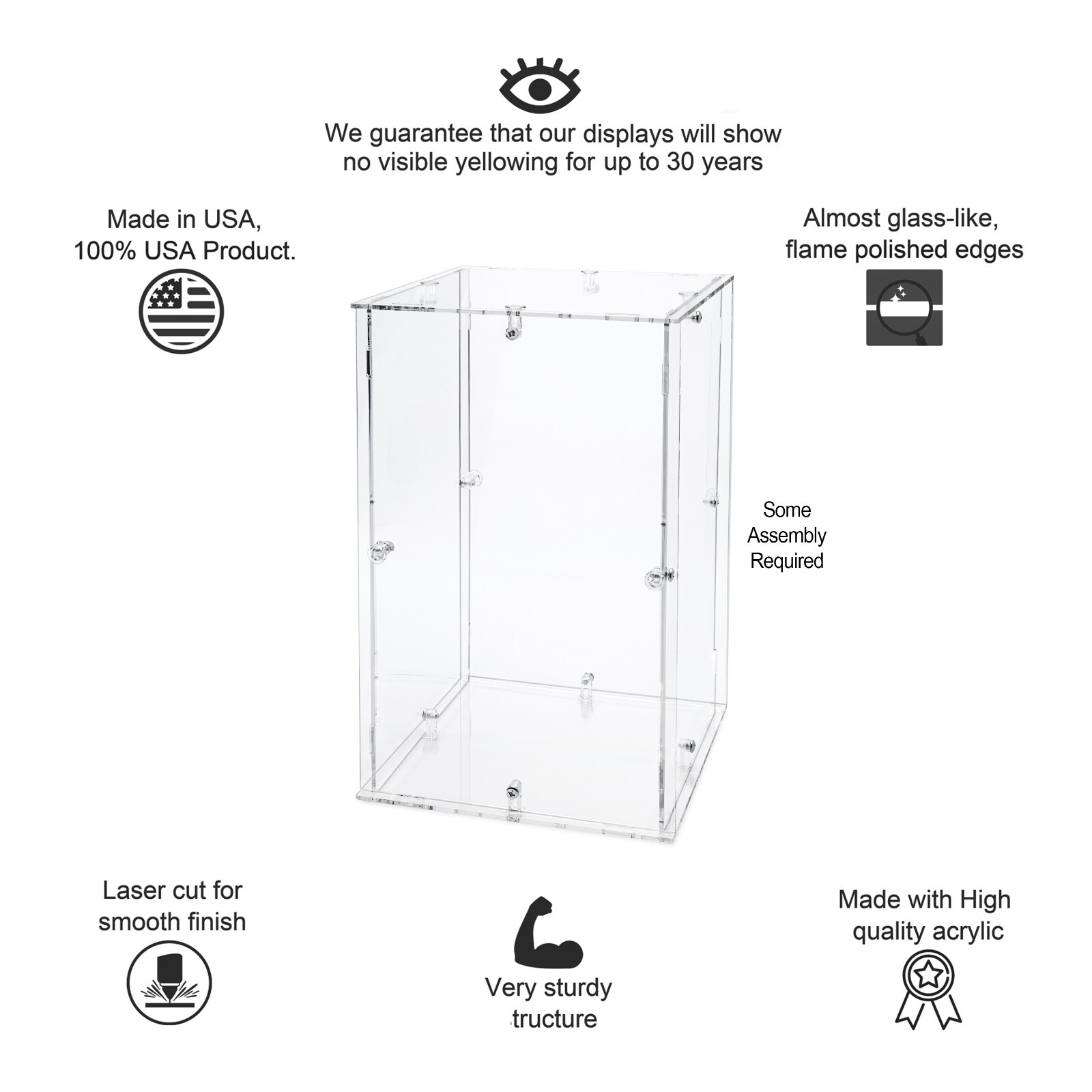 Clear Choice 6-Sided Acrylic Box – Easy to Assemble, for Displaying Collectibles