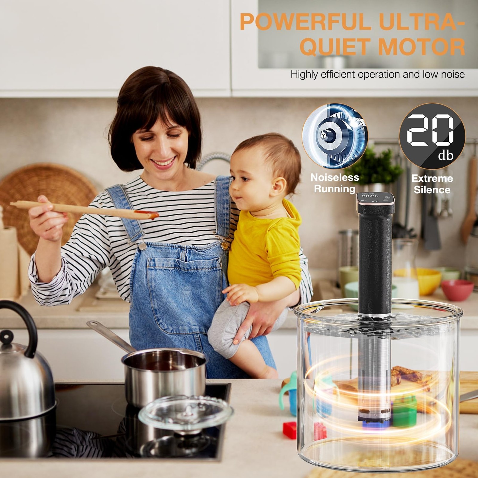 1100W Sous Vide Cooker for Perfect Steak & Tender Chicken Ultra-Quiet Immersi…