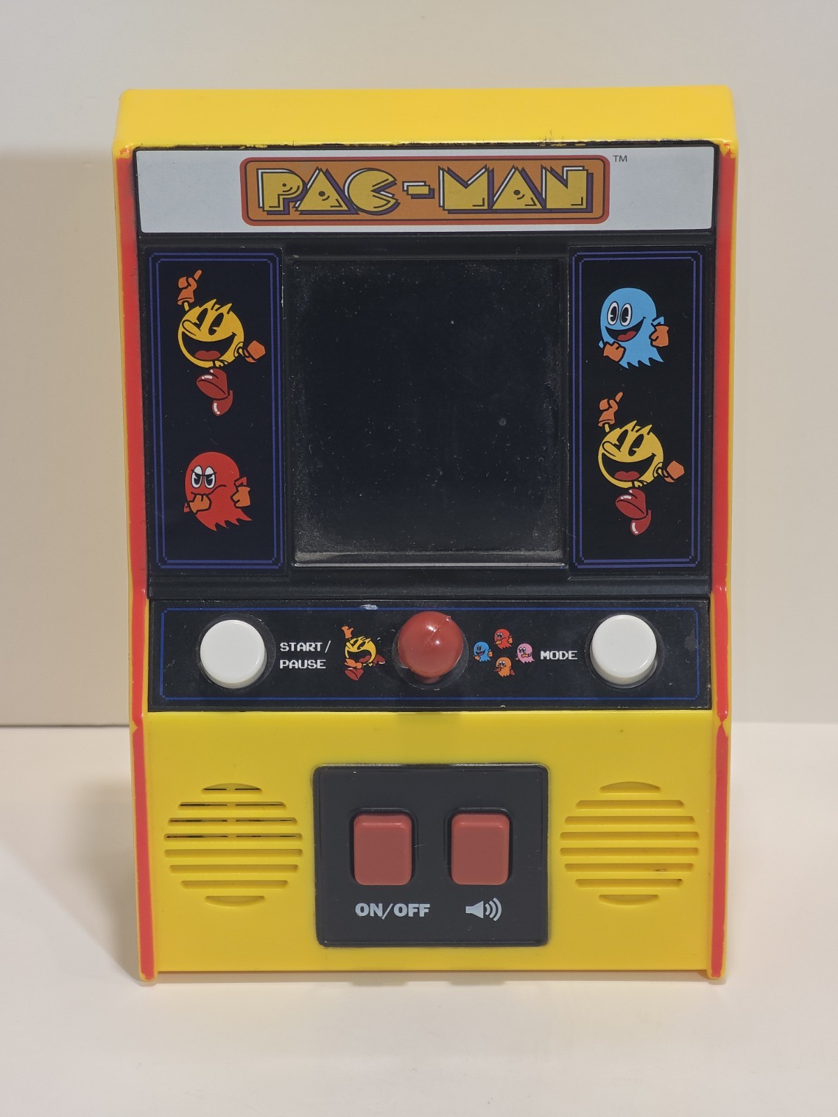 Bandai Yellow Handheld Tabletop Pac-Man Electronic Mini Arcade Game