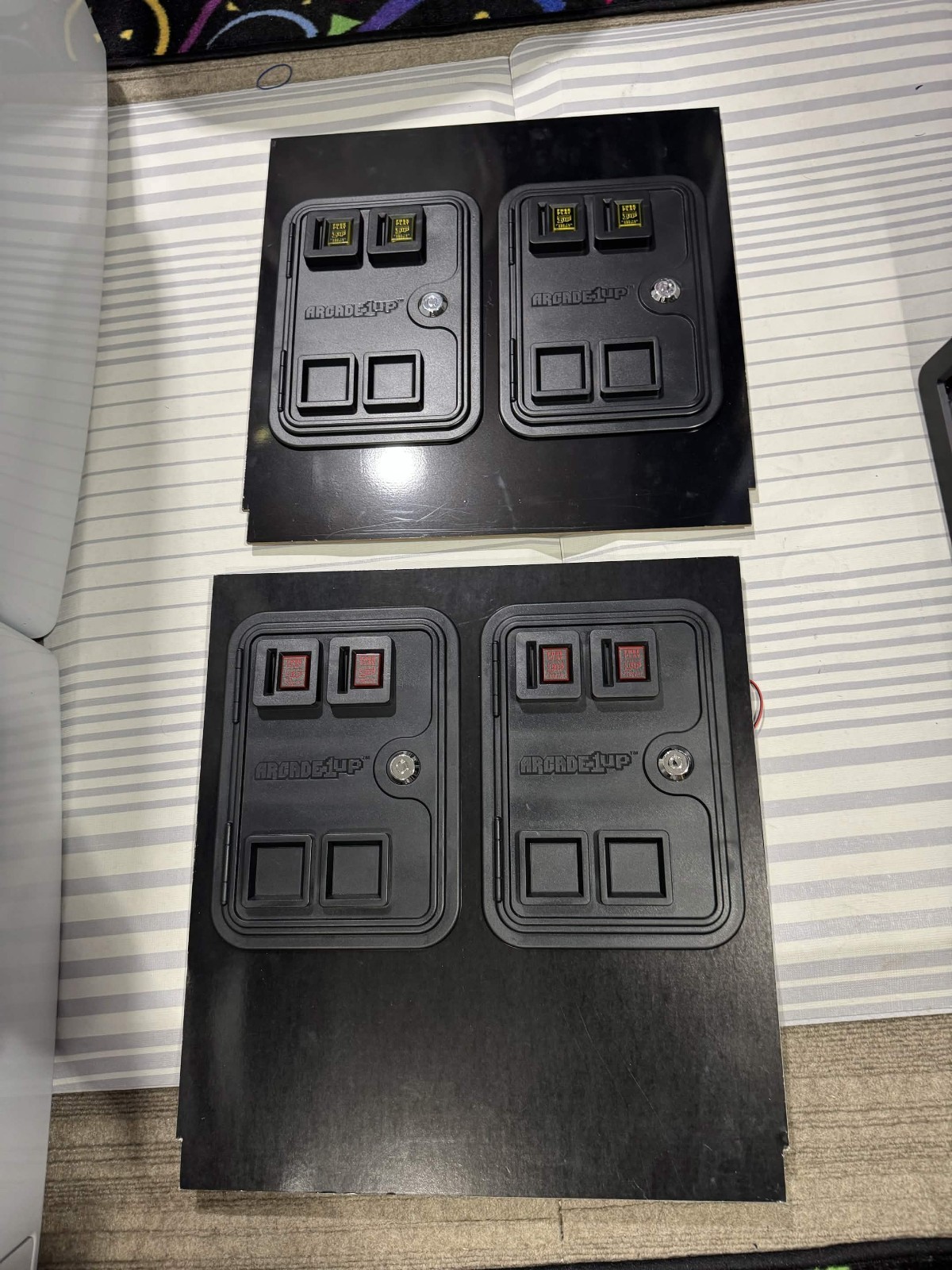 Arcade1Up kick plates for blitz and simpsons with 4 faux coin doors prewired I