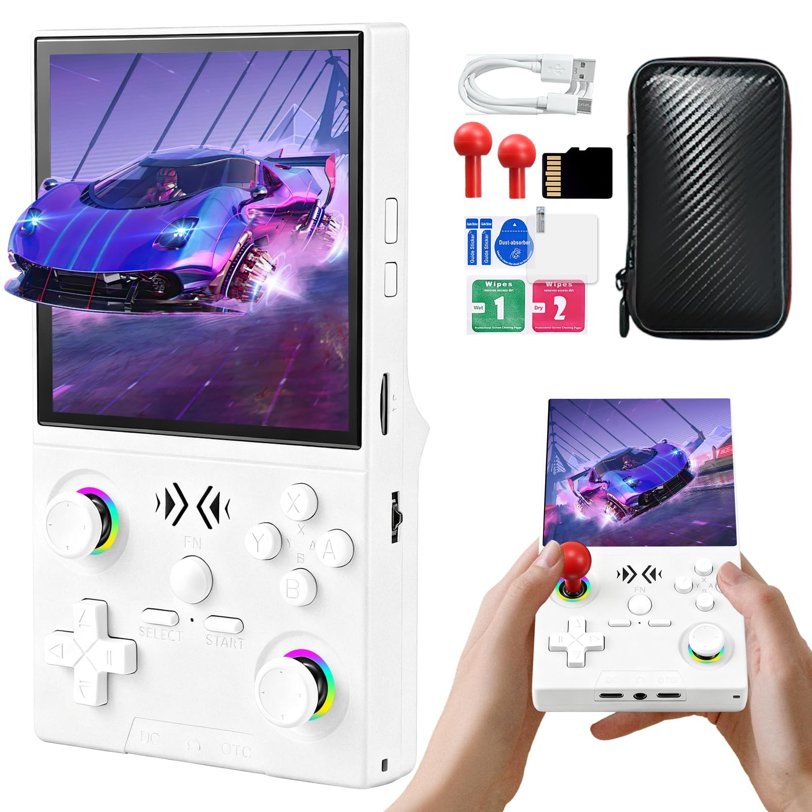 XF40V Retro Handheld Game 1.5 inches x 3.5 x 5 inches, White-64g