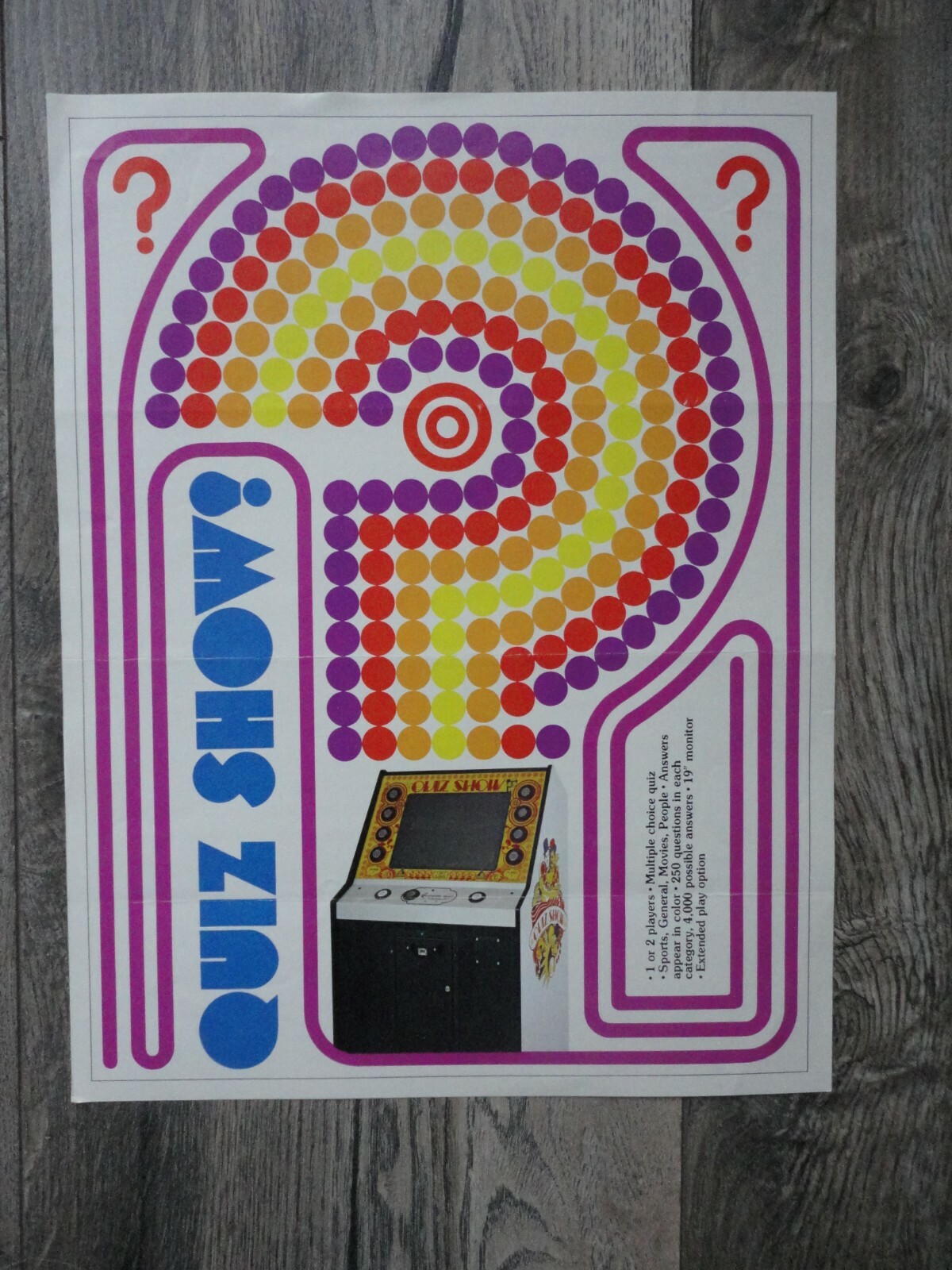 Quiz Show Video Arcade Machine Flyer Original Kee Games Atari Brochure
