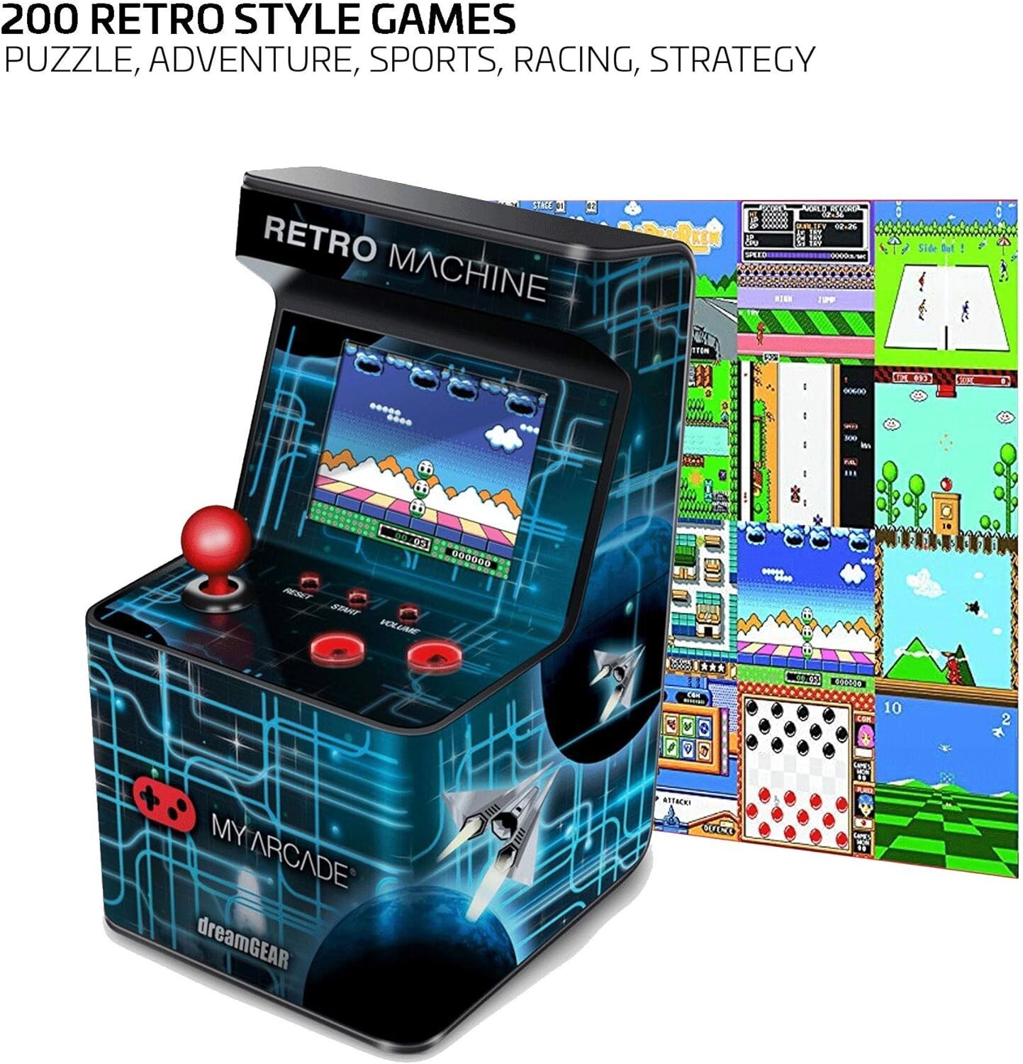 Nostalgic Compact Mini Arcade: 200 Games, Portable, Realistic, 5.75″ Tall