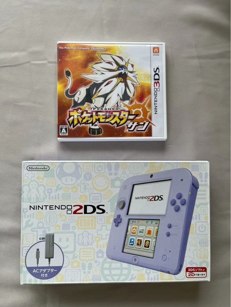Nintendo 2DS Lavender Purple Console + Pokemon Sun Tested Japan w/Box Near Mint