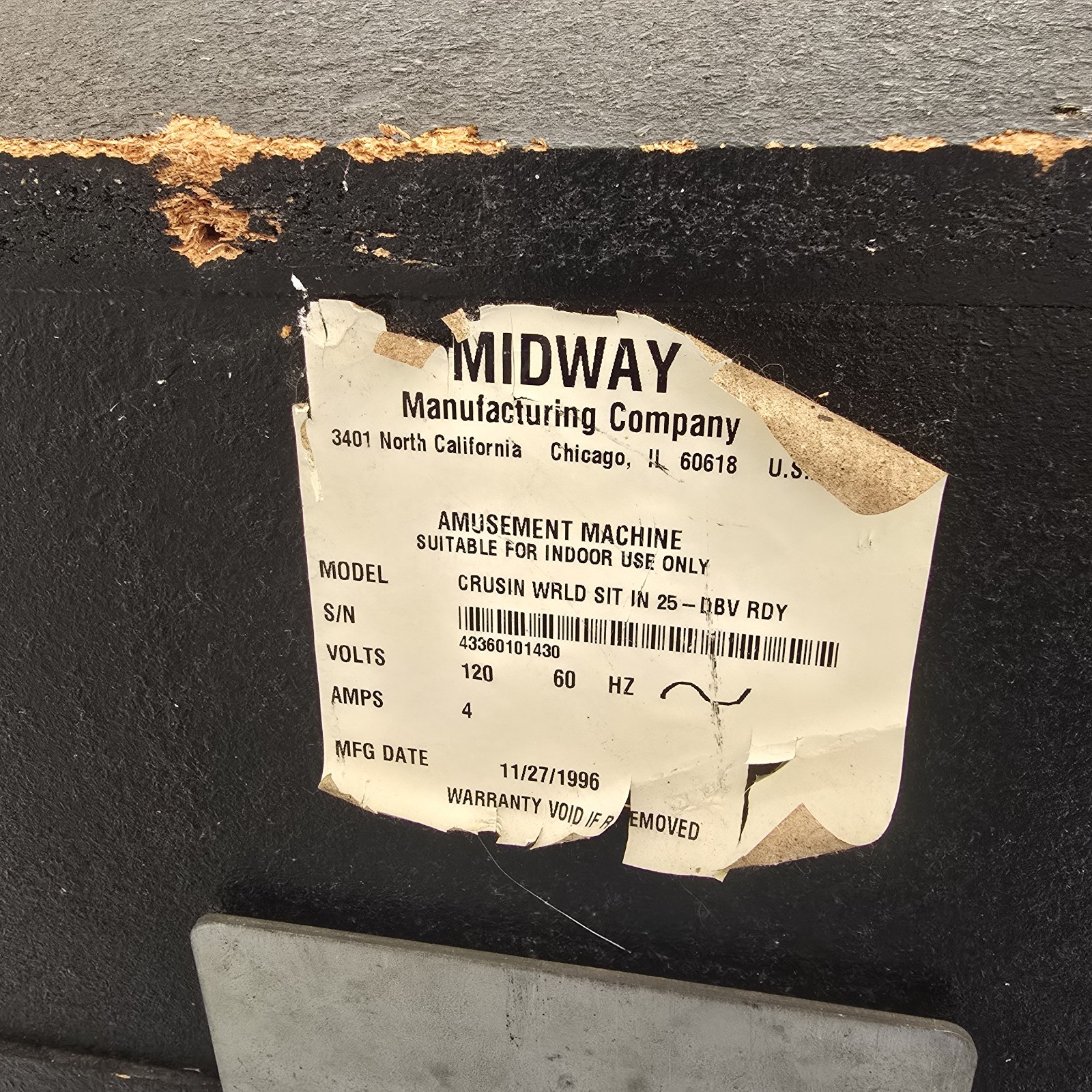 Midway Cruis’n World Sit-Down Driving Arcade Machine Cabinet Original 1996