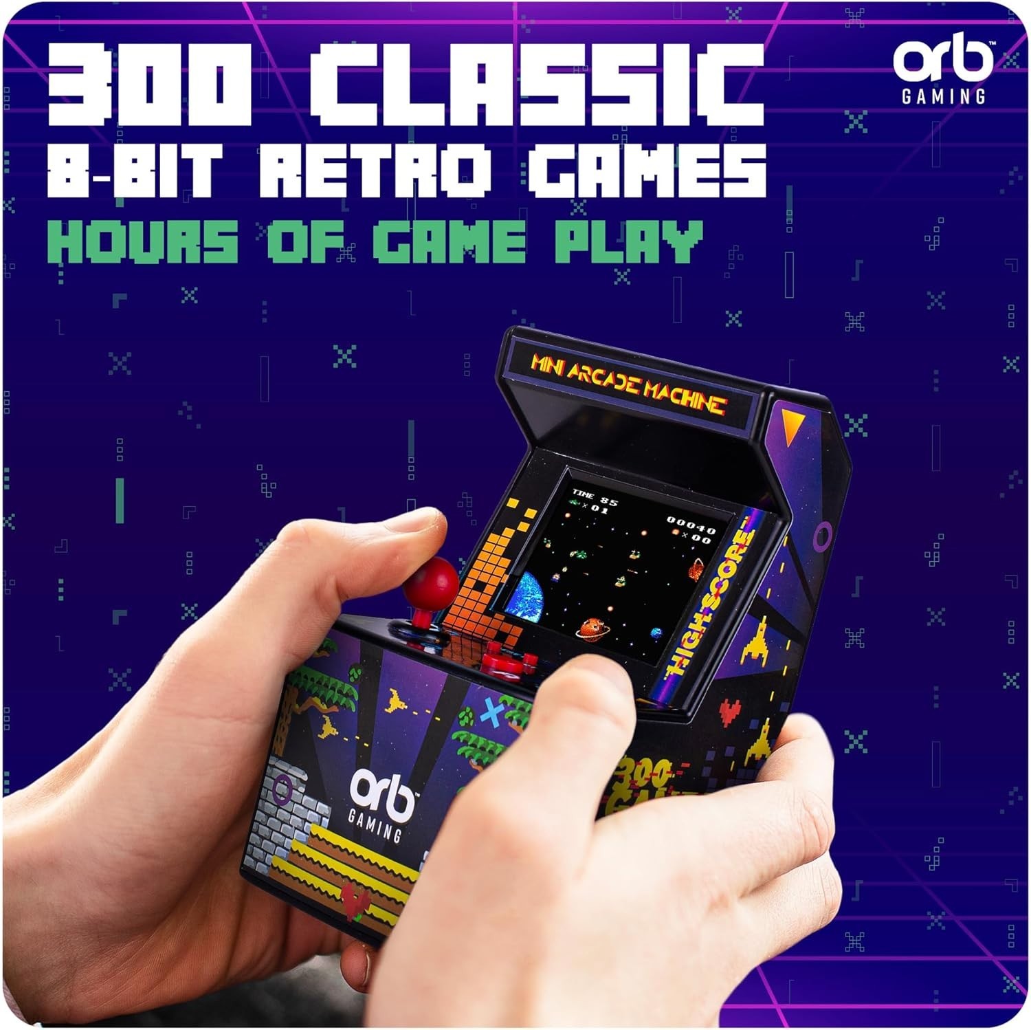 Orb – Mini Arcade Machine, 300 in-Built Games, 8-Bit Retro Arcade Games, 2.5”…