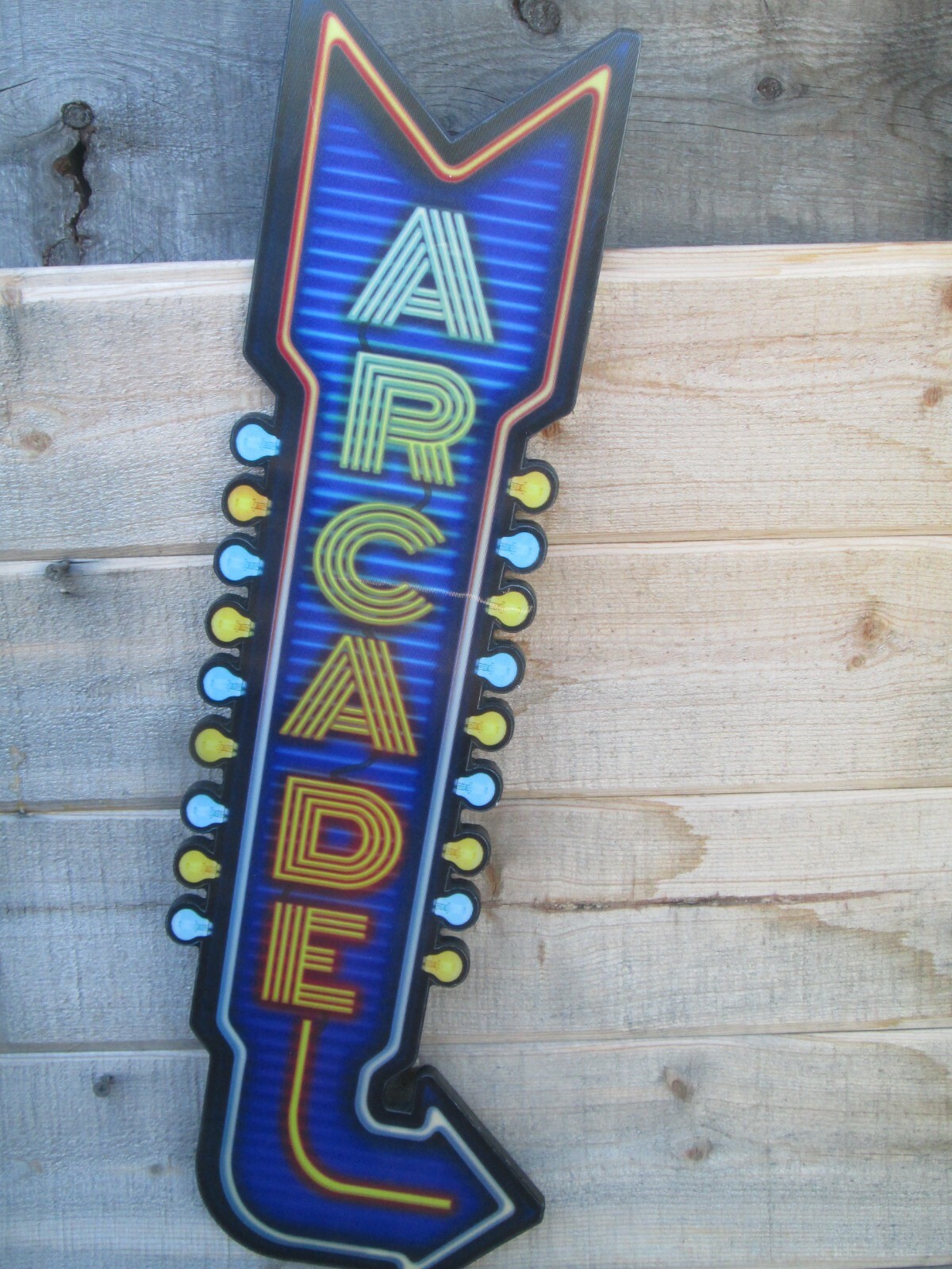 ARCADE Arrow GAME Wood Prism COOL SIGN VINTAGE LOOK VIDEO PINBALL COIN AMUSEMENT