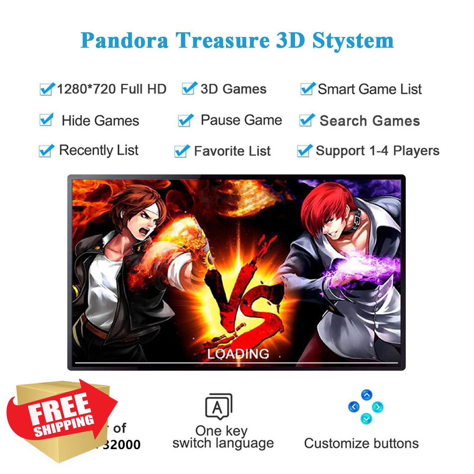 GWALSNTH 32000in1 Pandora Box Arcade Game Console 1-4 Player