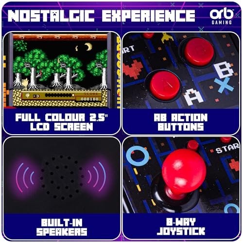 Mini Arcade Machine – 300 Retro 8-Bit Games, 2.5″ Color Screen, Joystick & Volum