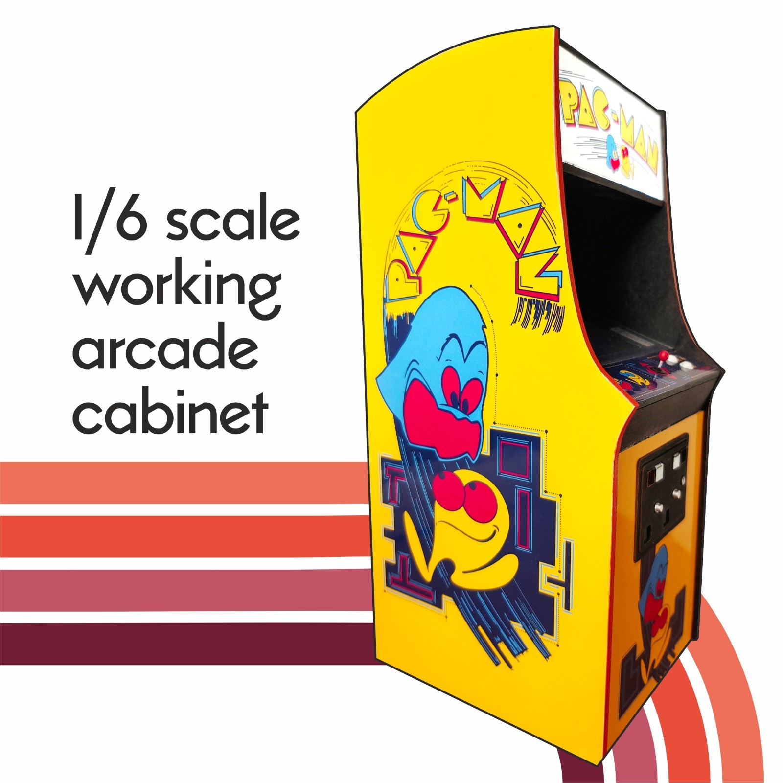 Pac Man 1/6 scale mini working arcade cabinet (Playscale, New Wave Toys).