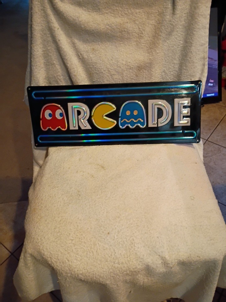 PAC MAN MS ARCADE GAME METAL SIGN VINTAGE LOOK VIDEO PINBALL COIN AMUSEMENT