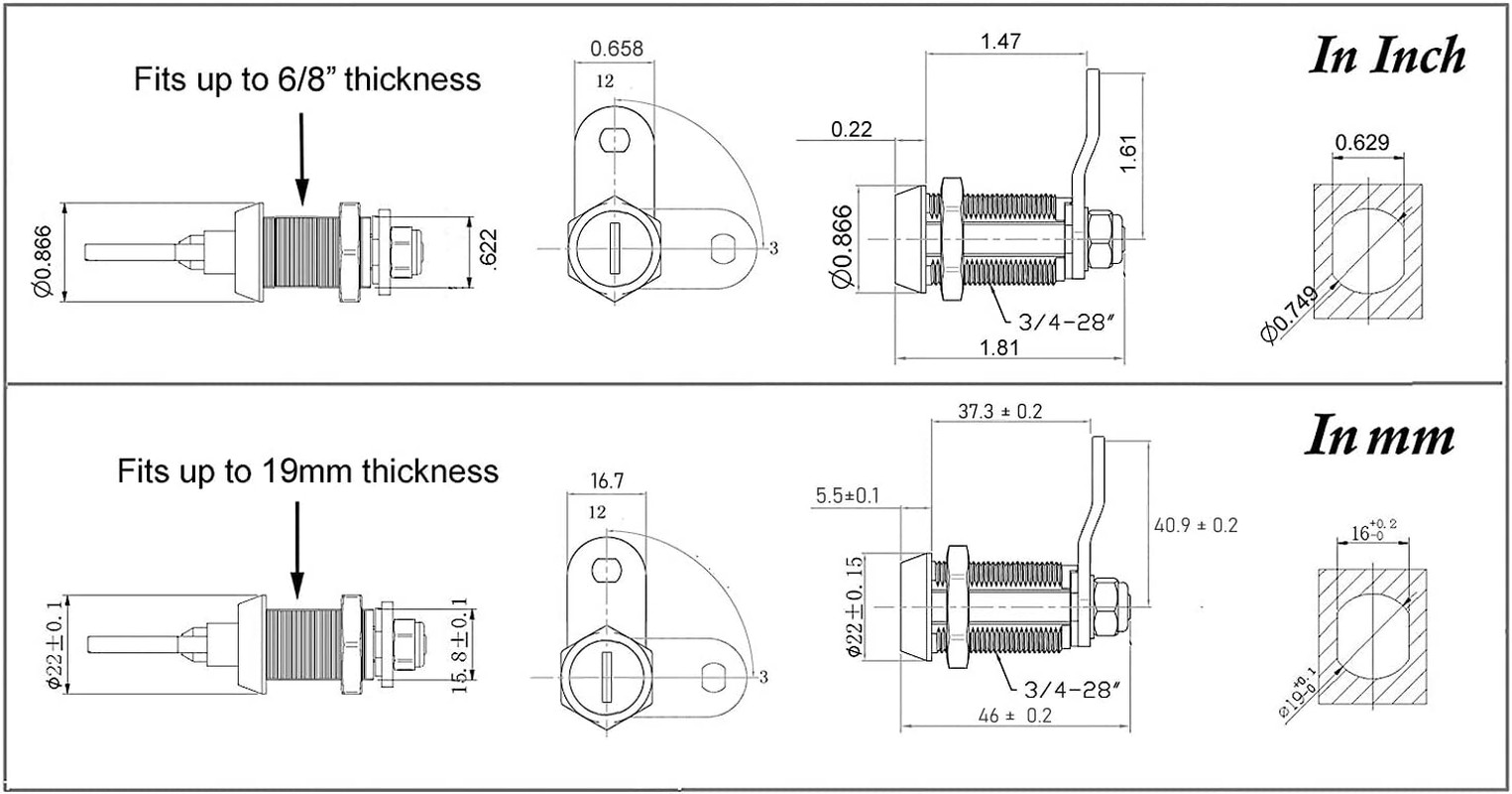 EG STARTS 5X 1 1/8″ Office Cabinet Door Locks Cash Door Tool Box Tubular Cam
