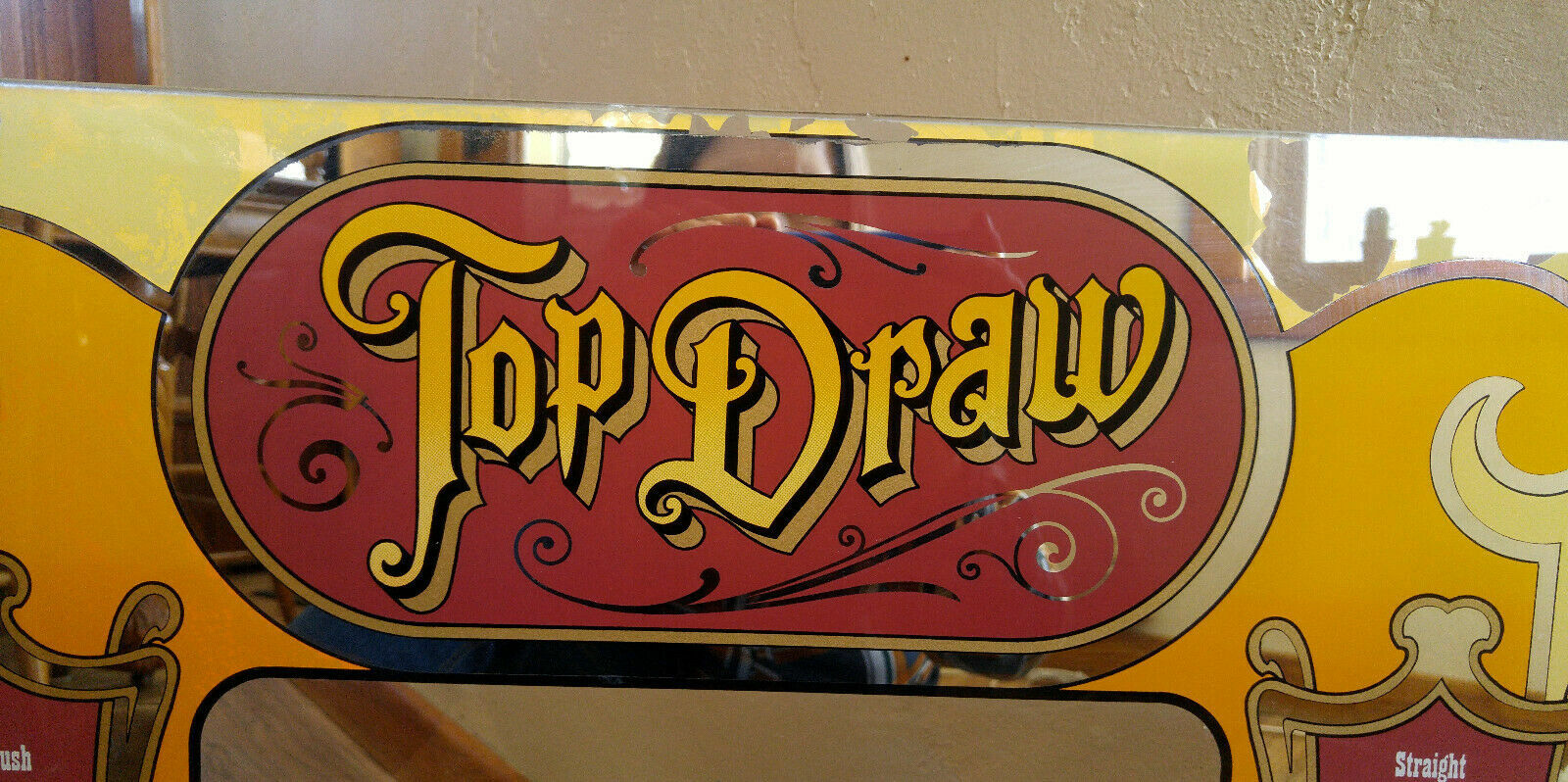 Vintage Glass SMS Top Draw Bar Arcade Gambling Machine Video Game Frame Panel
