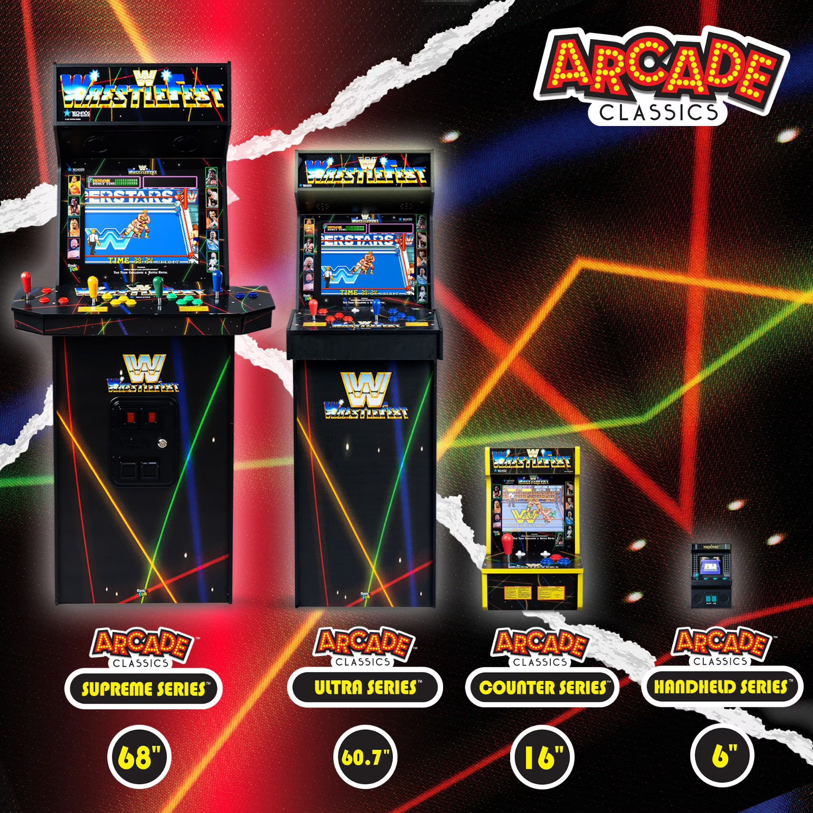4 Player WWE Supreme Series Premium Arcade Cabinet, 5 Games Included