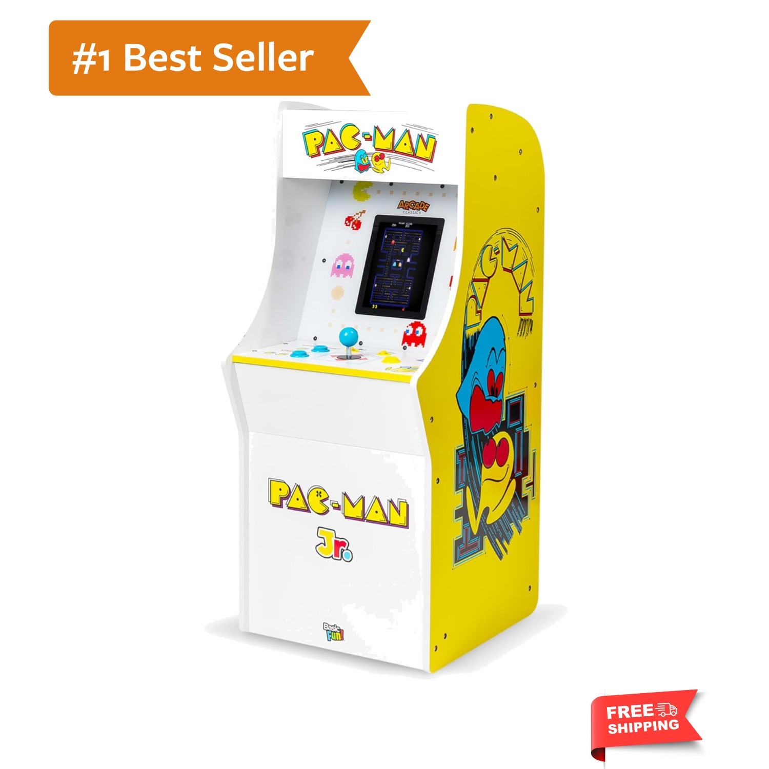 Pac Man Jr Series Free Standing Machine, 3 Games, 8″ Liquid Crystal Screen – …