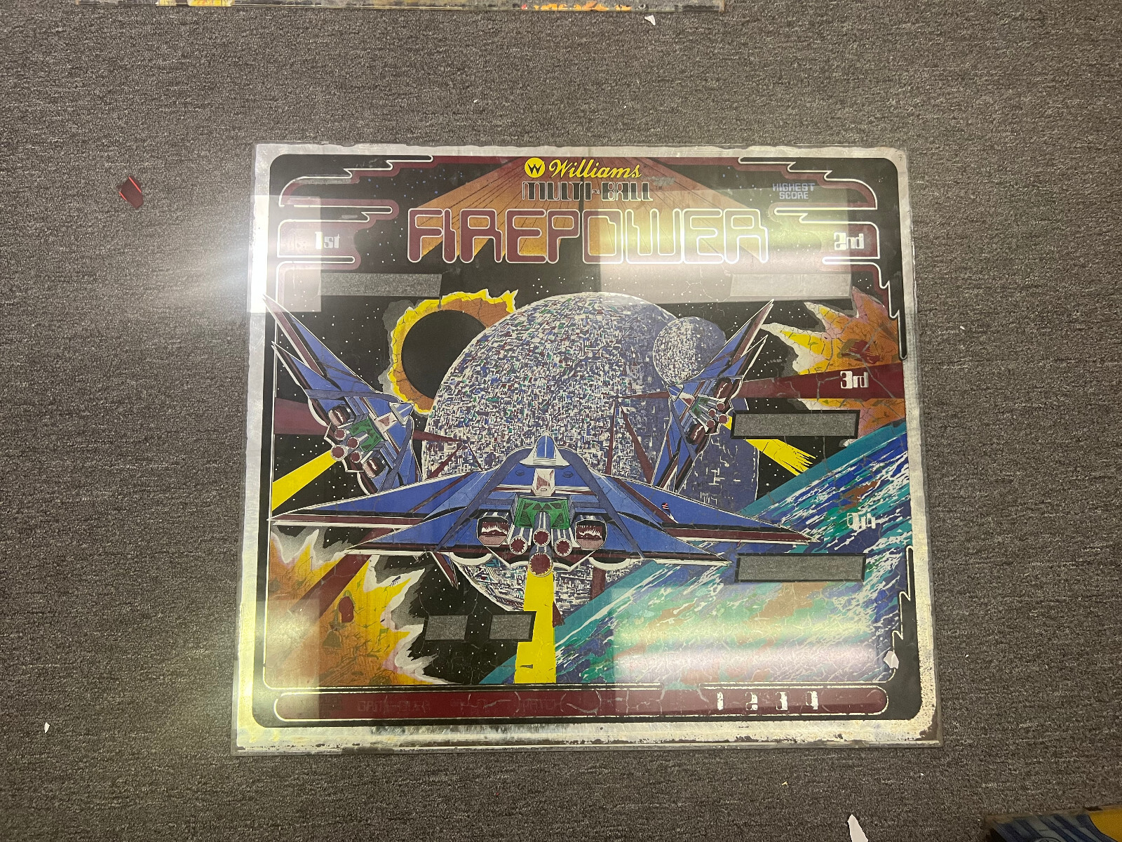 FIREPOWER Pinball BACKGLASS by WILLIAMS 1980