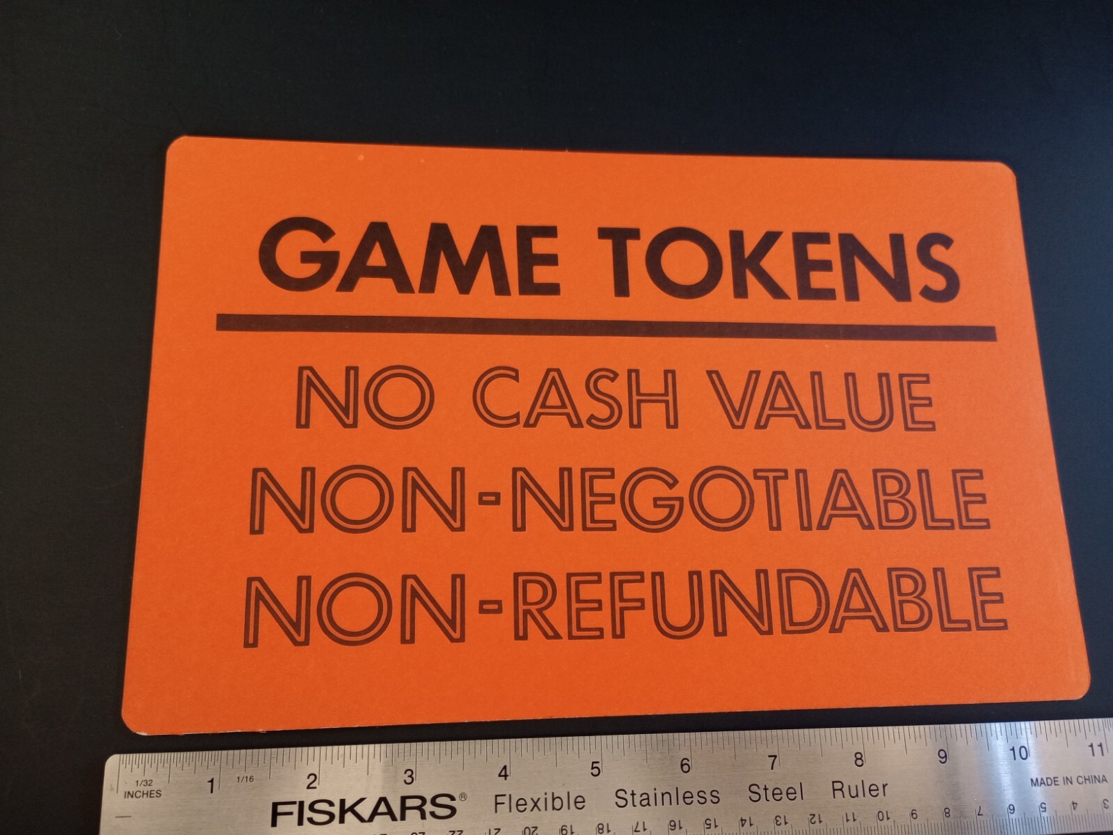 Vintage Arcade Machine Sign 1980’s GAME TOKENS DOUBLE SIDED AUTHENTIC RETRO HTF