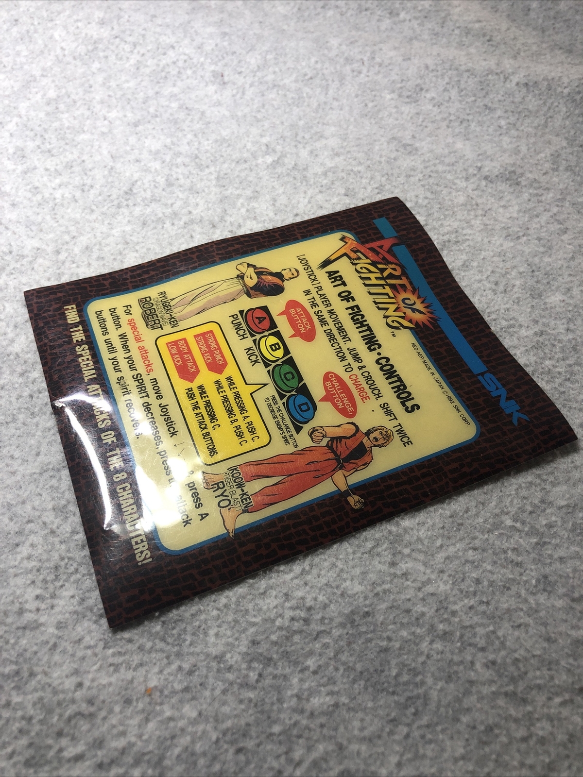 ***** Art Of Fighting Mini Marquee Header SNK Neo Geo Arcade *****