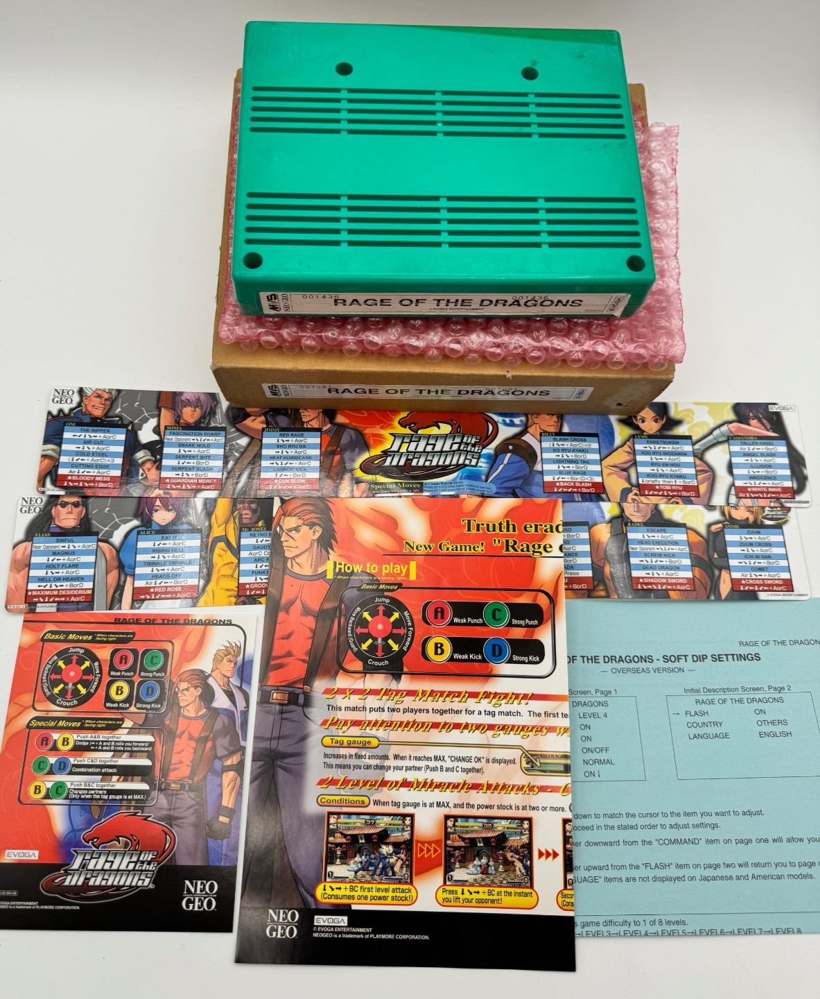 Us Seller-Rage Of The Dragons Neo Geo MVS Kit English Mismatching Serials
