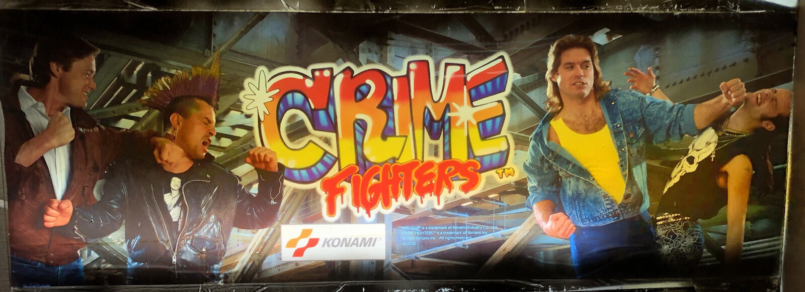 VINTAGE ARCADE VIDEO GAME ORIGINAL MARQUEE OVERLAY “Crime Fighter” Konami