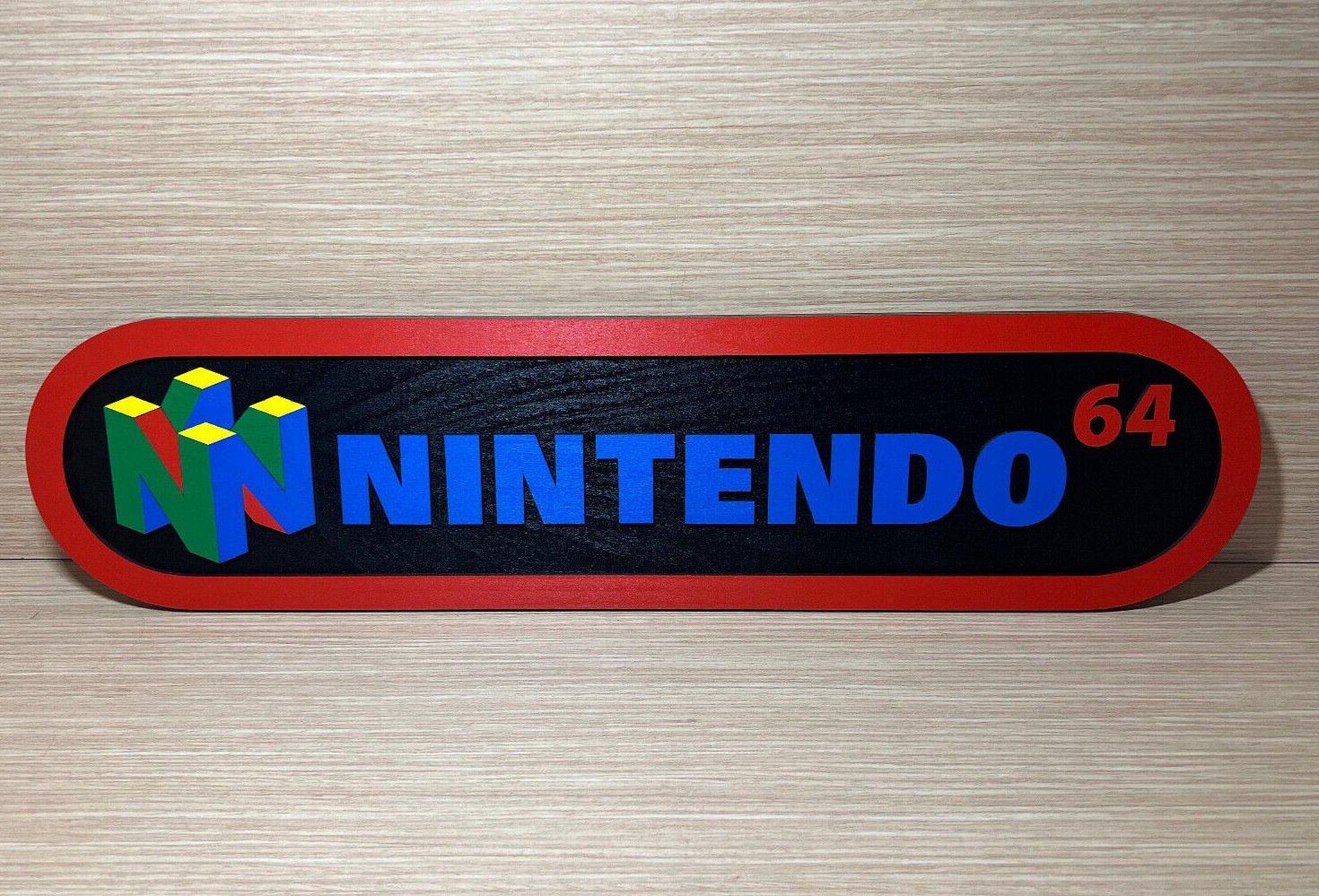 CLEARANCE Poster Logo Nintendo 64 Wood Display wall color N64 Mario Snes