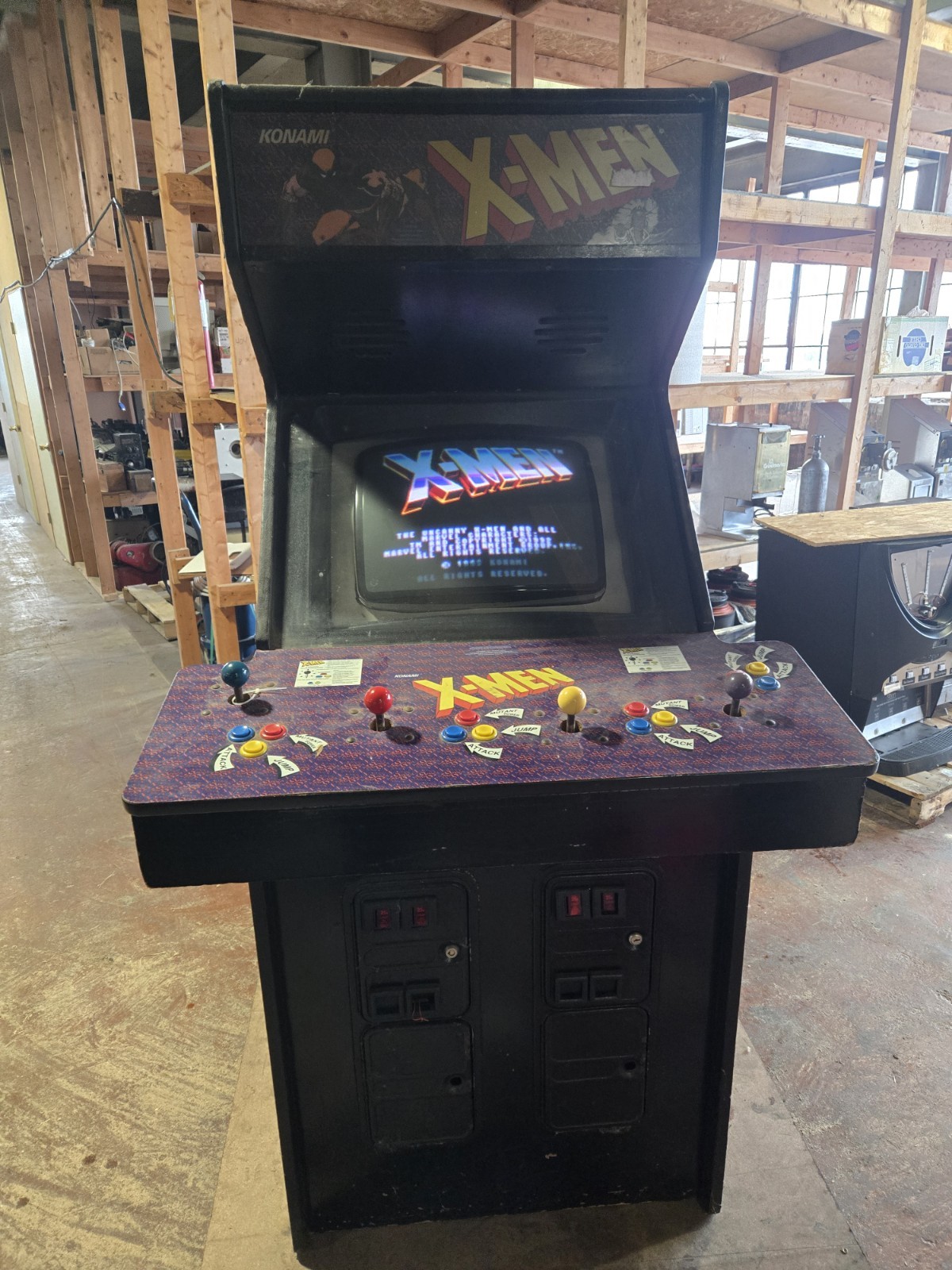 Konami X-Men Video Aracade 4 Player 25″ Upright PN 065251 – READ – FREE SHIPPING
