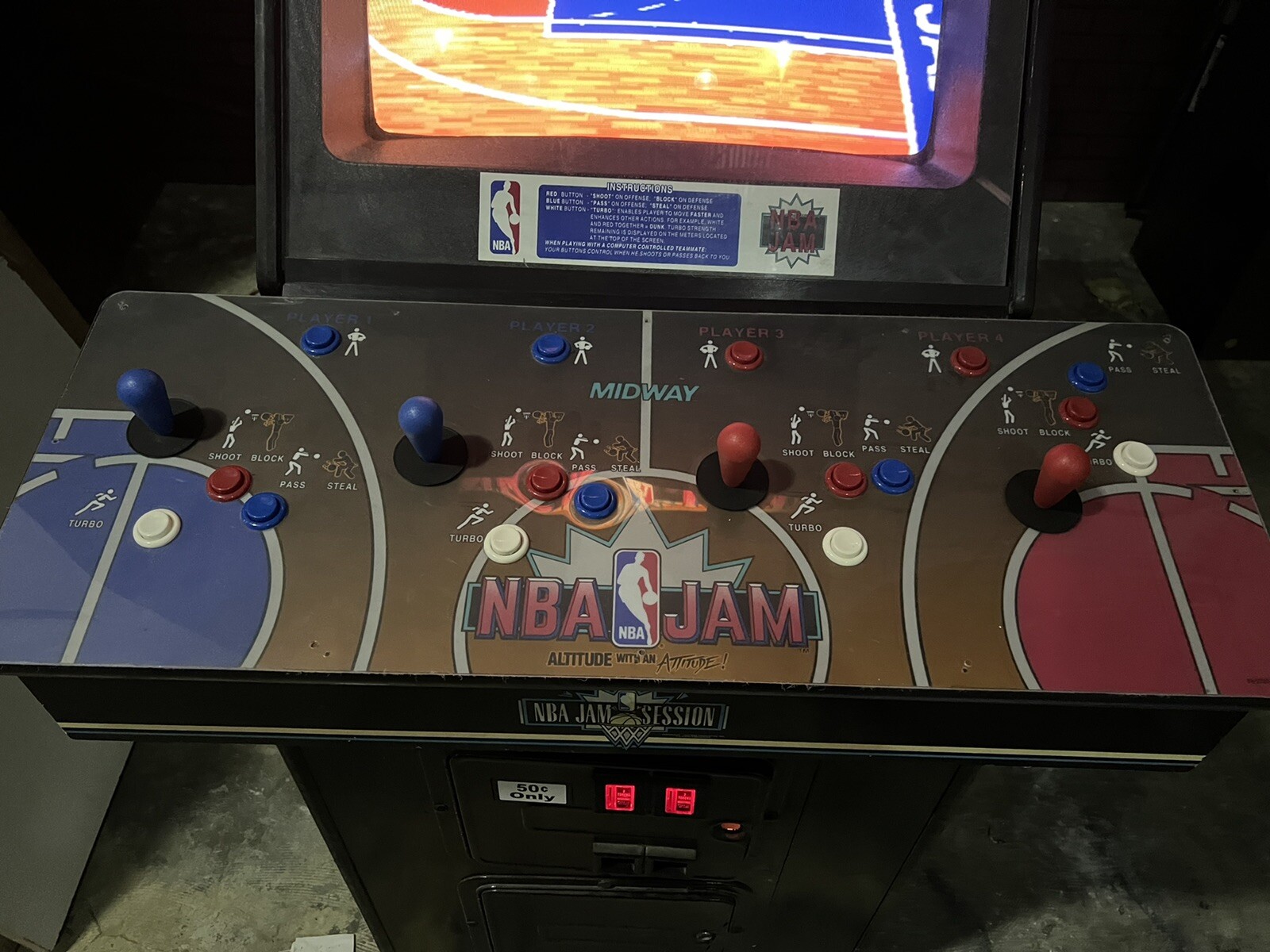 NBA Jam Arcade Video Game Original 4 Player