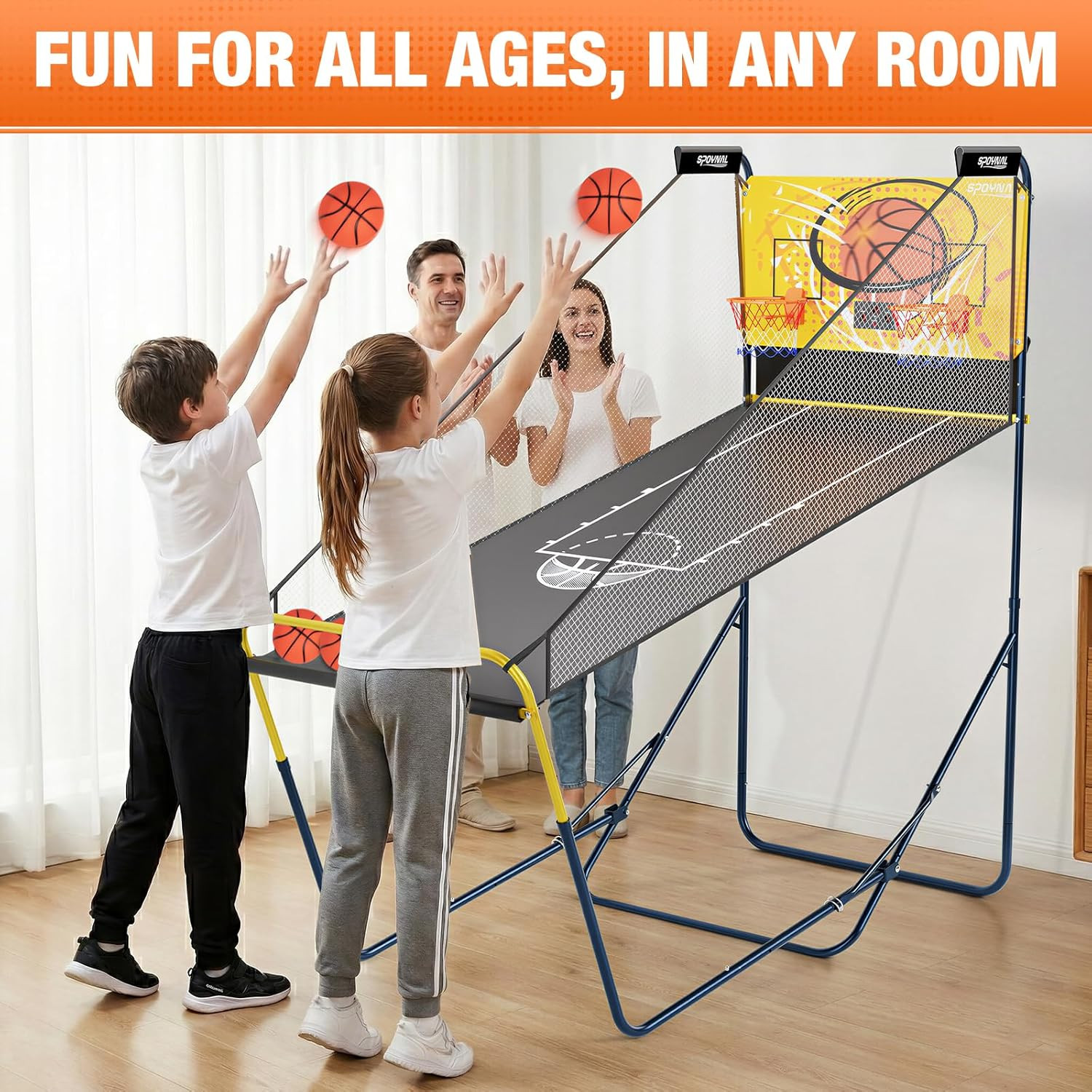 Dual Shot Basketball Arcade Machine for Home with Adjustable on Front & Back – I
