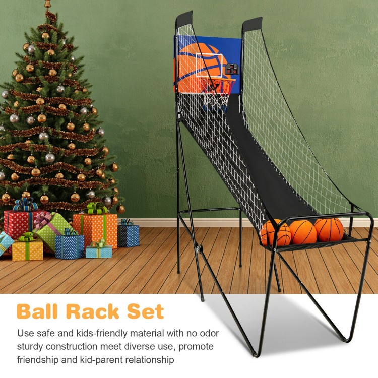 Foldable Single Shot Basketball Arcade Game with Electronic Scorer