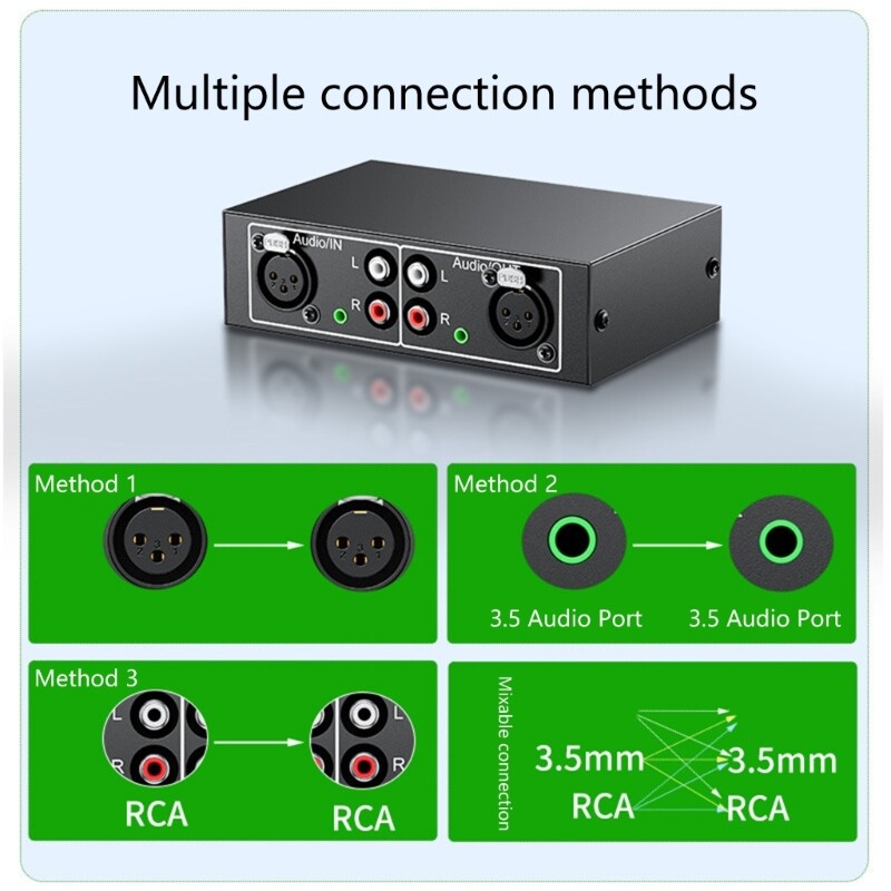 HiFi Stereo Audios Splitter Box 4 in 1 Out Bidirectional Noiseless RCAs LR