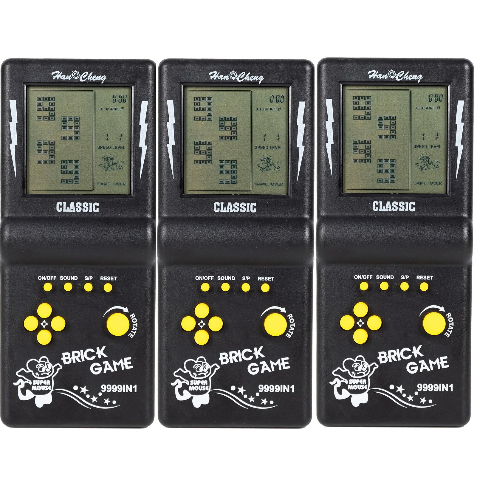 Desyeryamimi 3 Pcs Black Handheld Brick Game 7.28 x 3.15 x 0.79 inches,