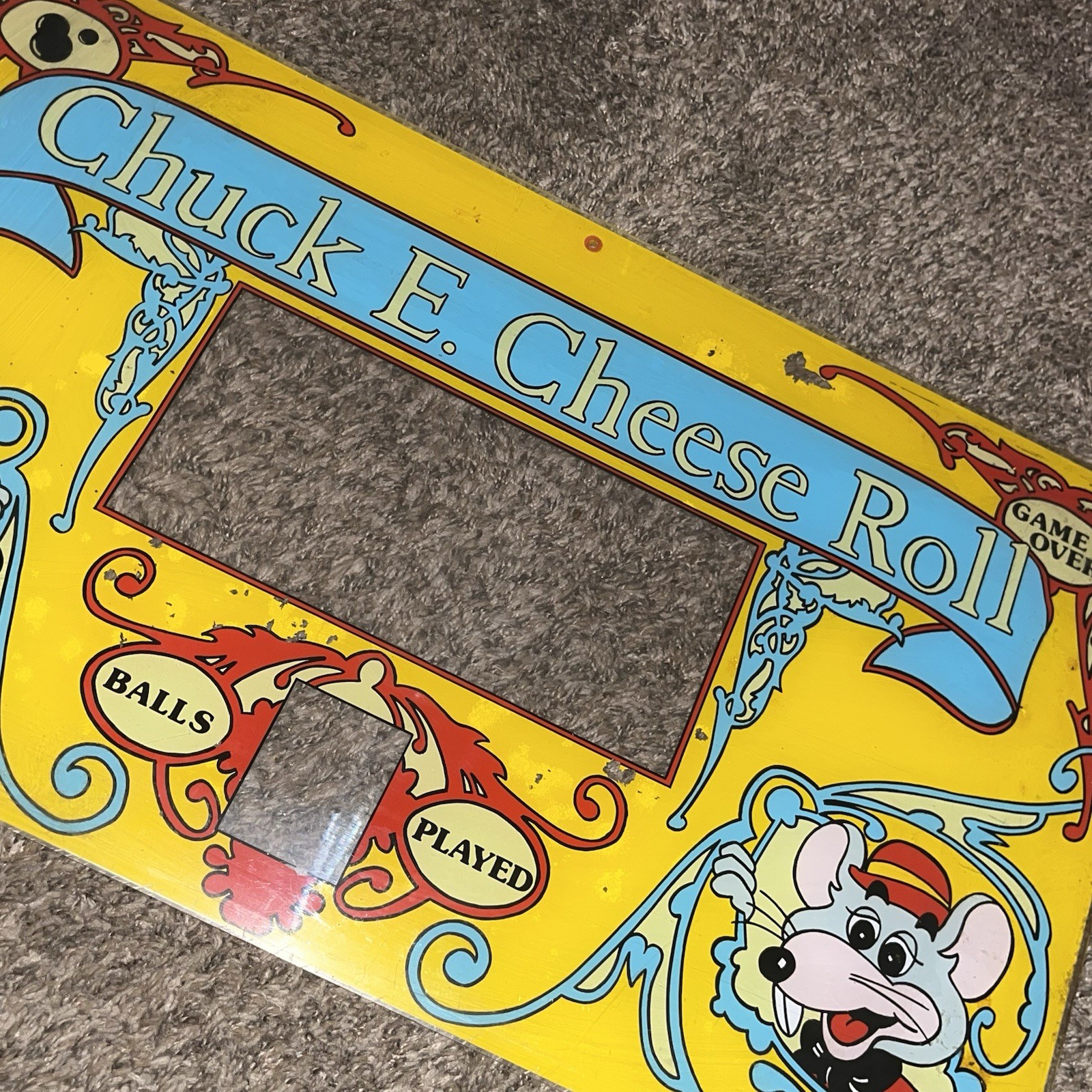 RARE 70’s 80’s ORIGINAL MARQUEE CHUCK E CHEESE BALL SIGN DISPLAY SKEE ARCADE