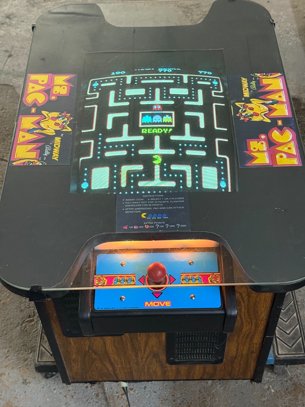 Ms. Pac-Man Cocktail Arcade Table – Speed-Up Version – Fully Restored – 100% Wor