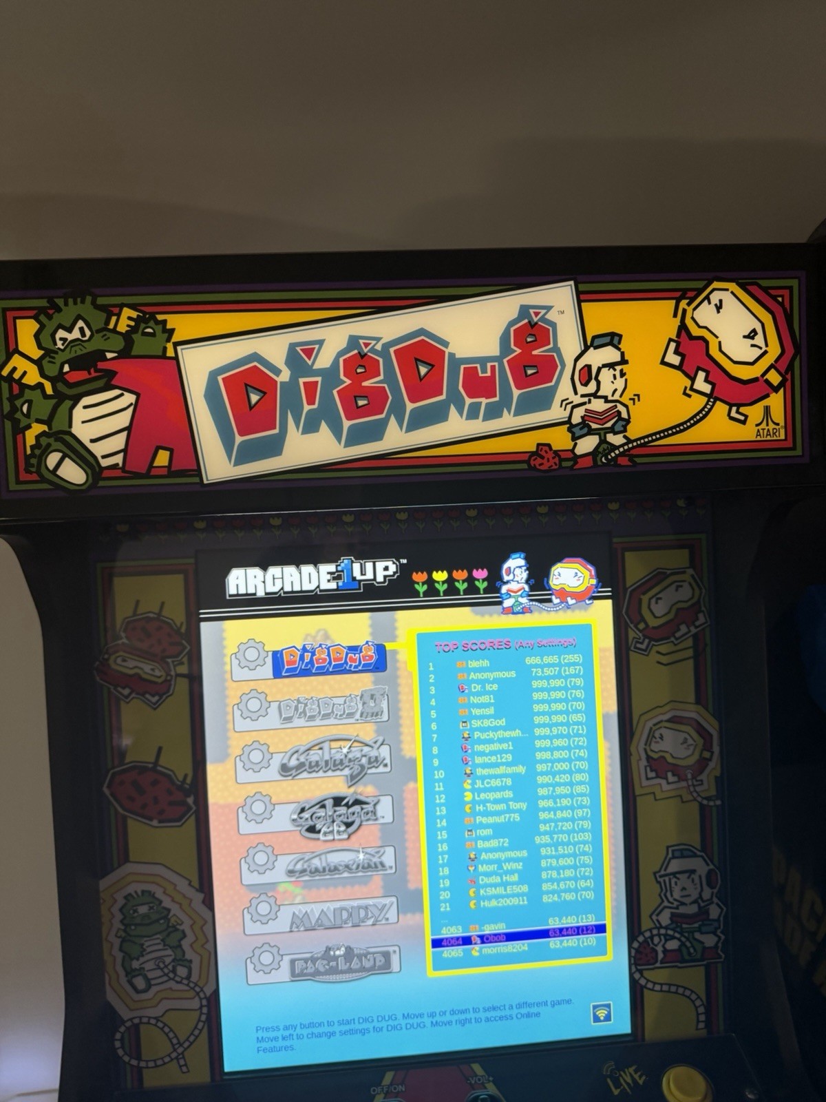 Arcade1Up Dig Dug Arcade 19” BuyStuff Screen Szabo’s Marquee Upgraded