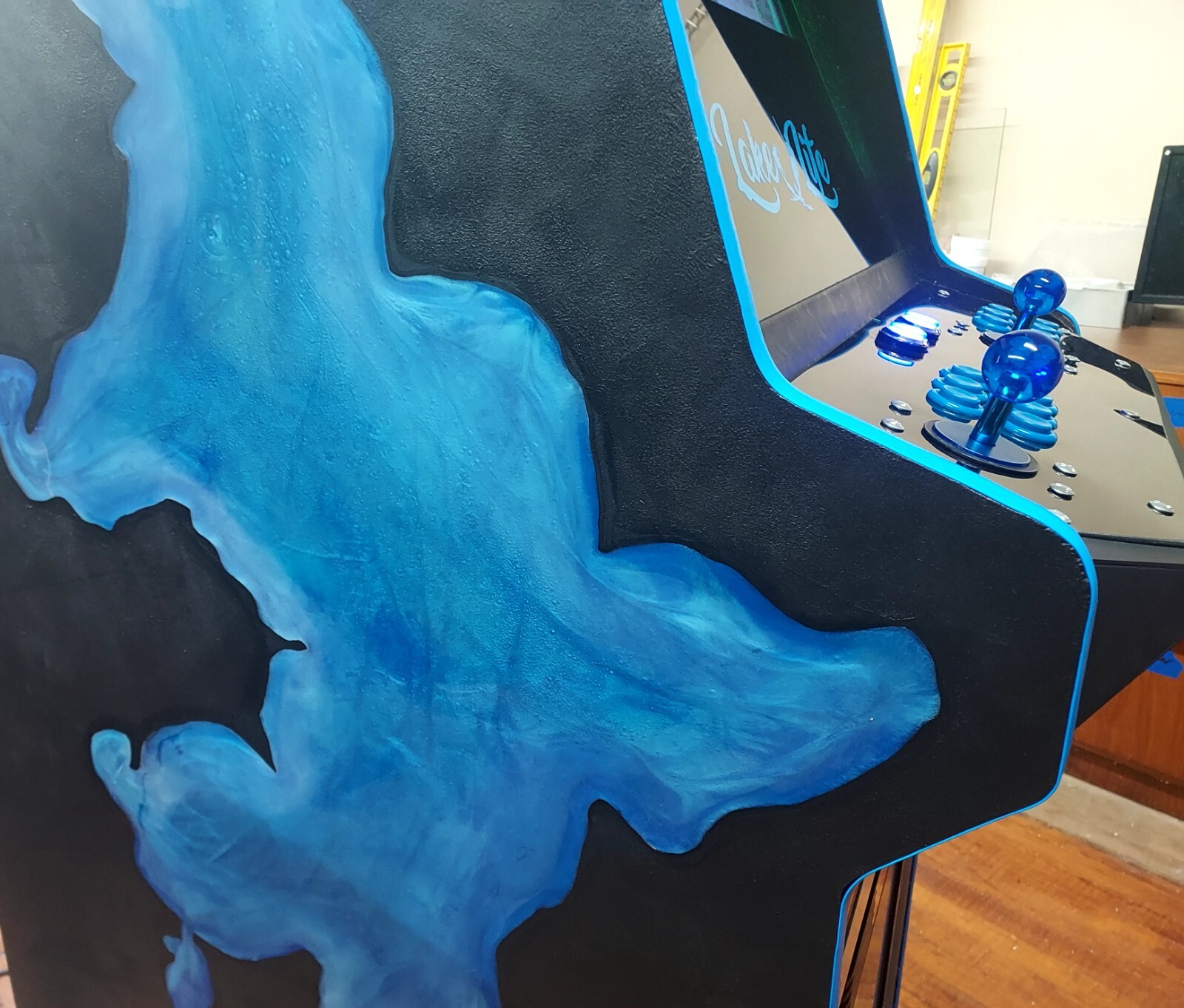 BOJICADE Stand Up Arcade Custom Multicade EPOXY/RESIN Side Art OKOBOJI Iowa WOW!