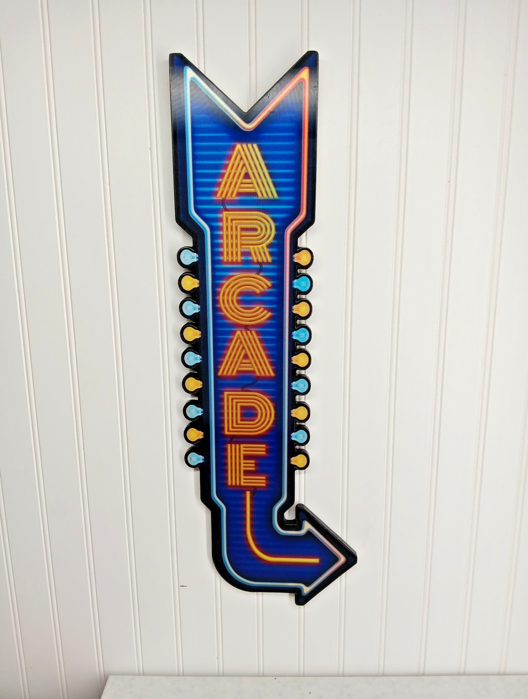 ARCADE Arrow GAME Wood Prism COOL SIGN VINTAGE LOOK VIDEO PINBALL COIN AMUSEMENT