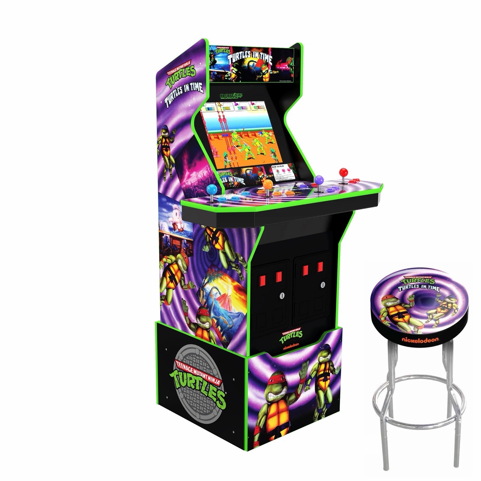 TEENAGE MUTANT NiNJA TURTLES iN TiME Arcade 1up TMNT Game Machine – GOLD SEALED!
