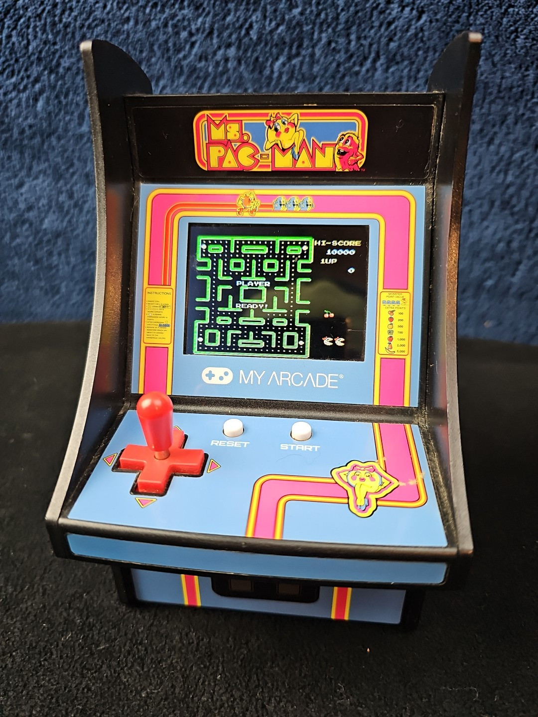 Namco Ms. Pac-Man My Arcade 7” Mini Arcade Machine Video Game Bandai – Working