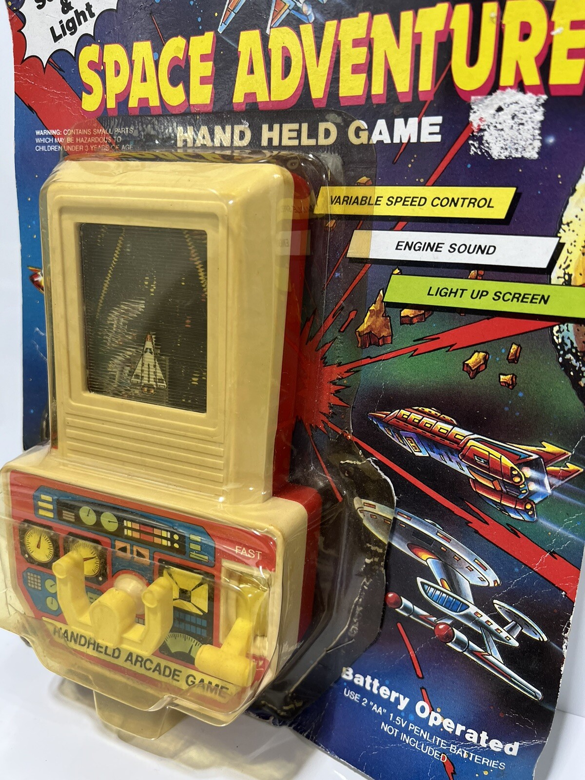 Vintage 1990 Soma Space Adventure Handheld Arcade Game On Damaged Opened Package