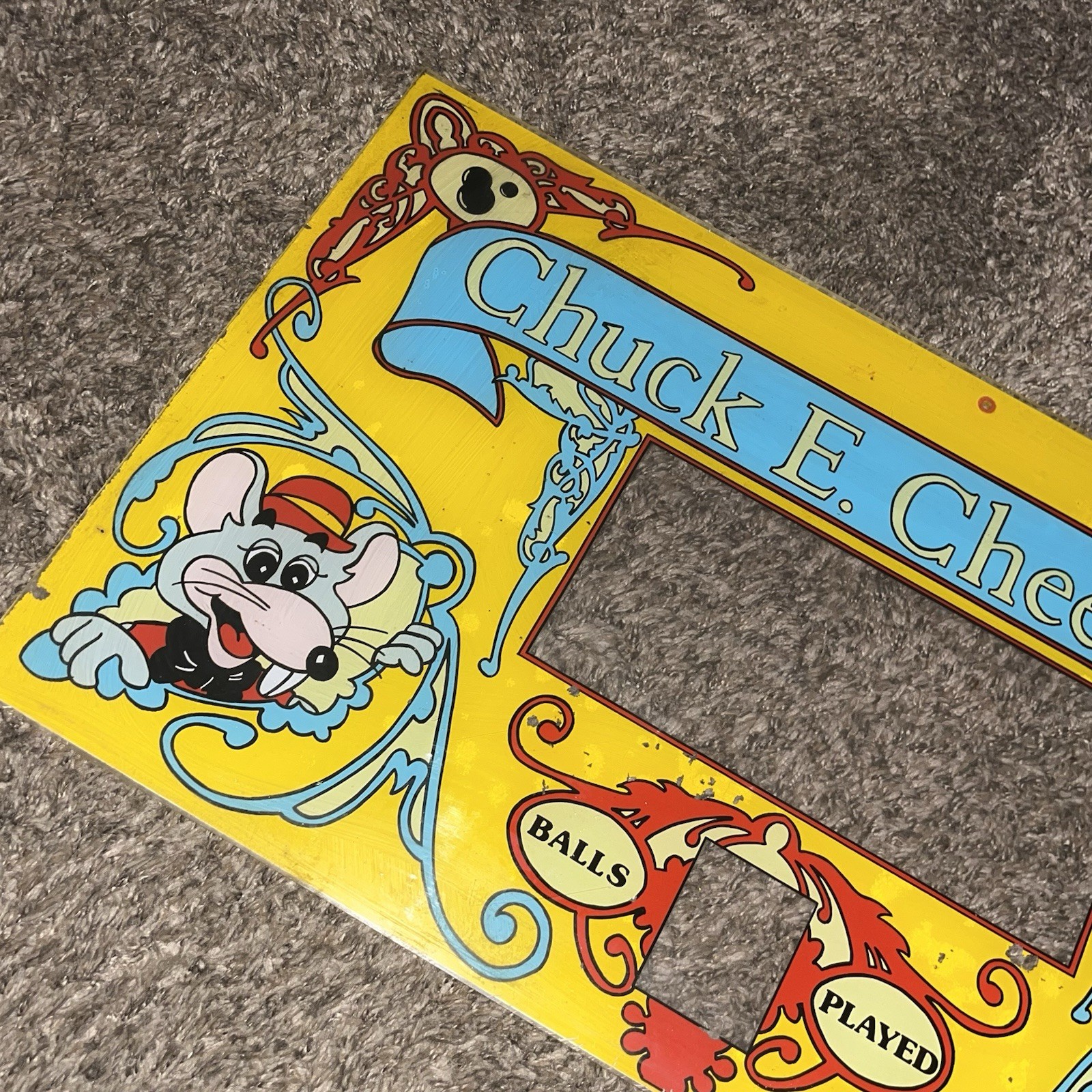RARE 70’s 80’s ORIGINAL MARQUEE CHUCK E CHEESE BALL SIGN DISPLAY SKEE ARCADE