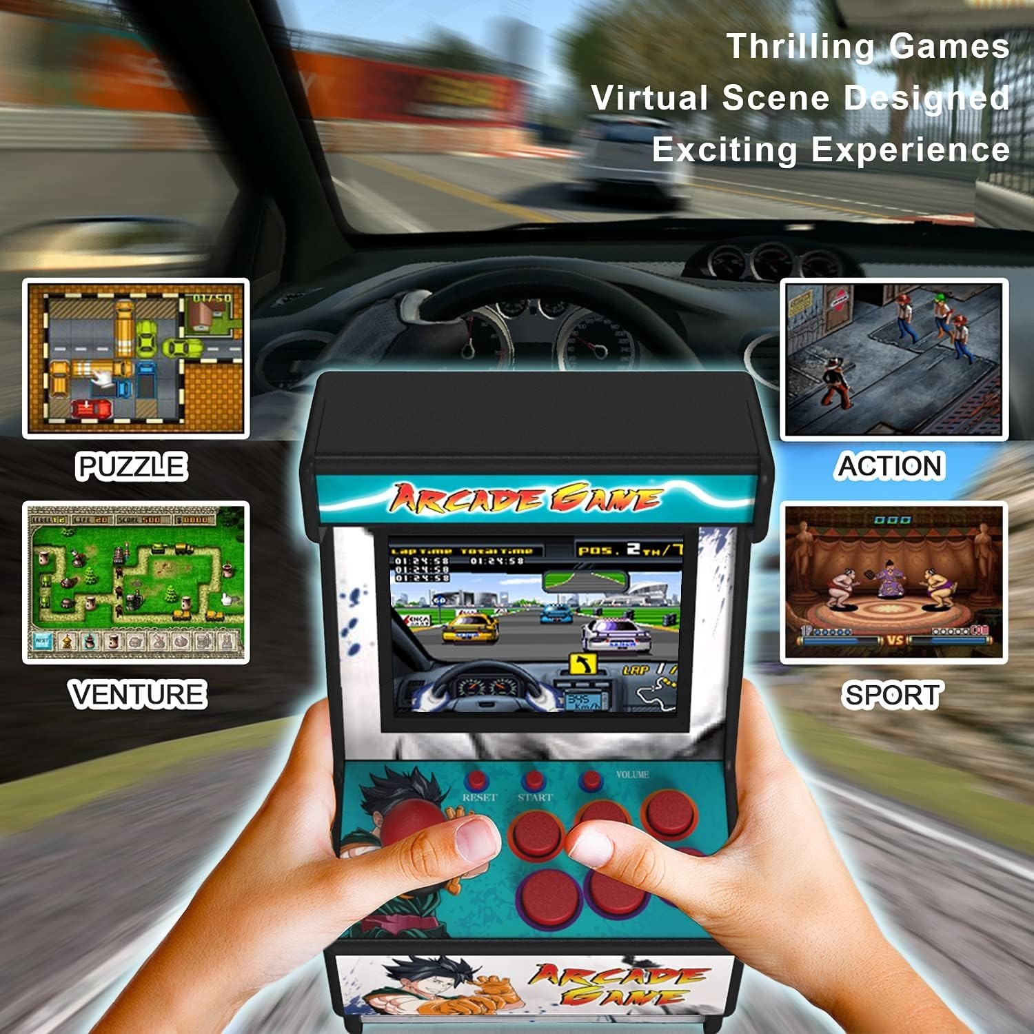2.8 Inch Color Handheld Game Console with 156 Games – Perfect Gift for Kids